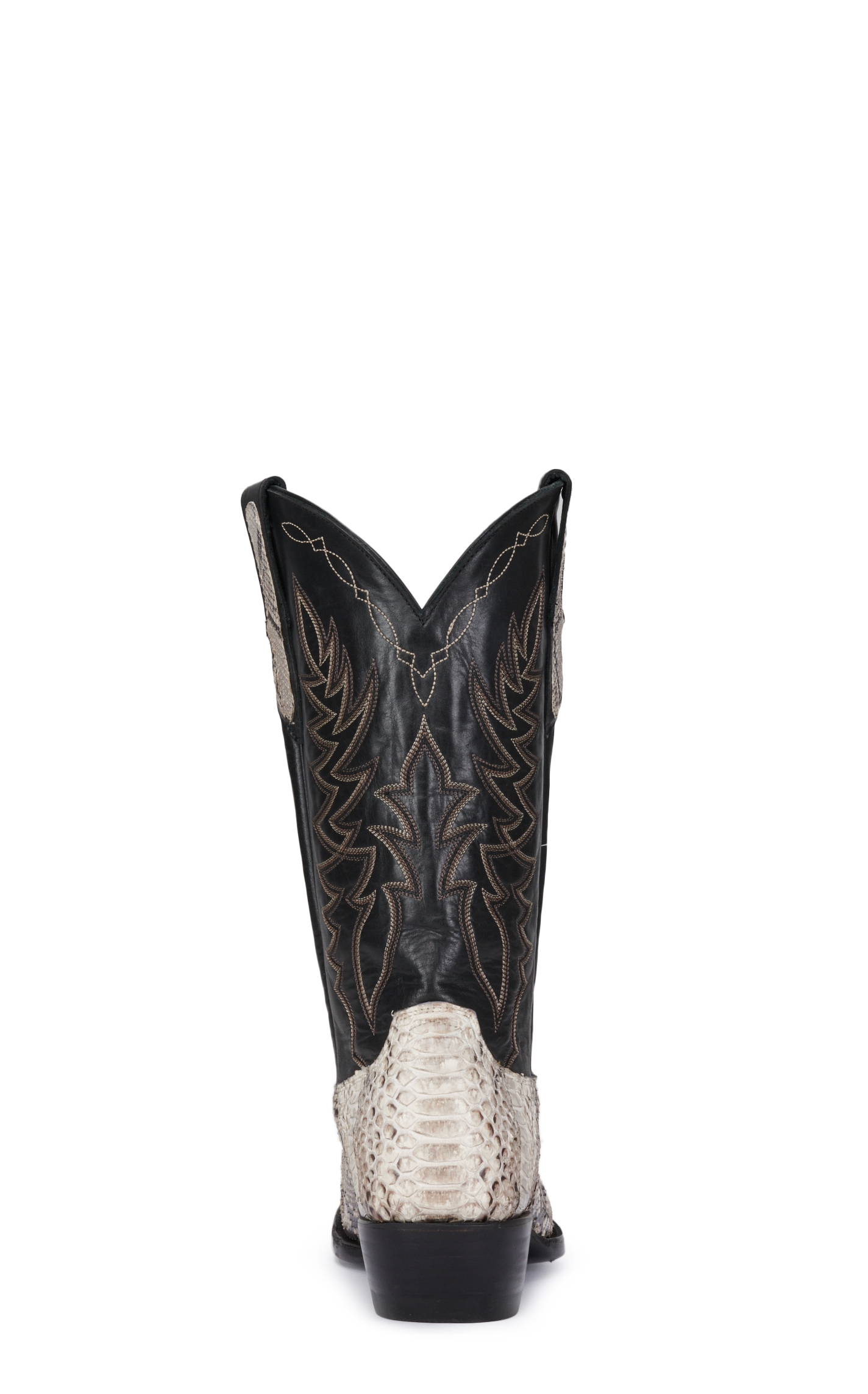 Cavender's Men's Black & Lamesa Natural Python R Toe Exotic Cowboy Boots - Image 1