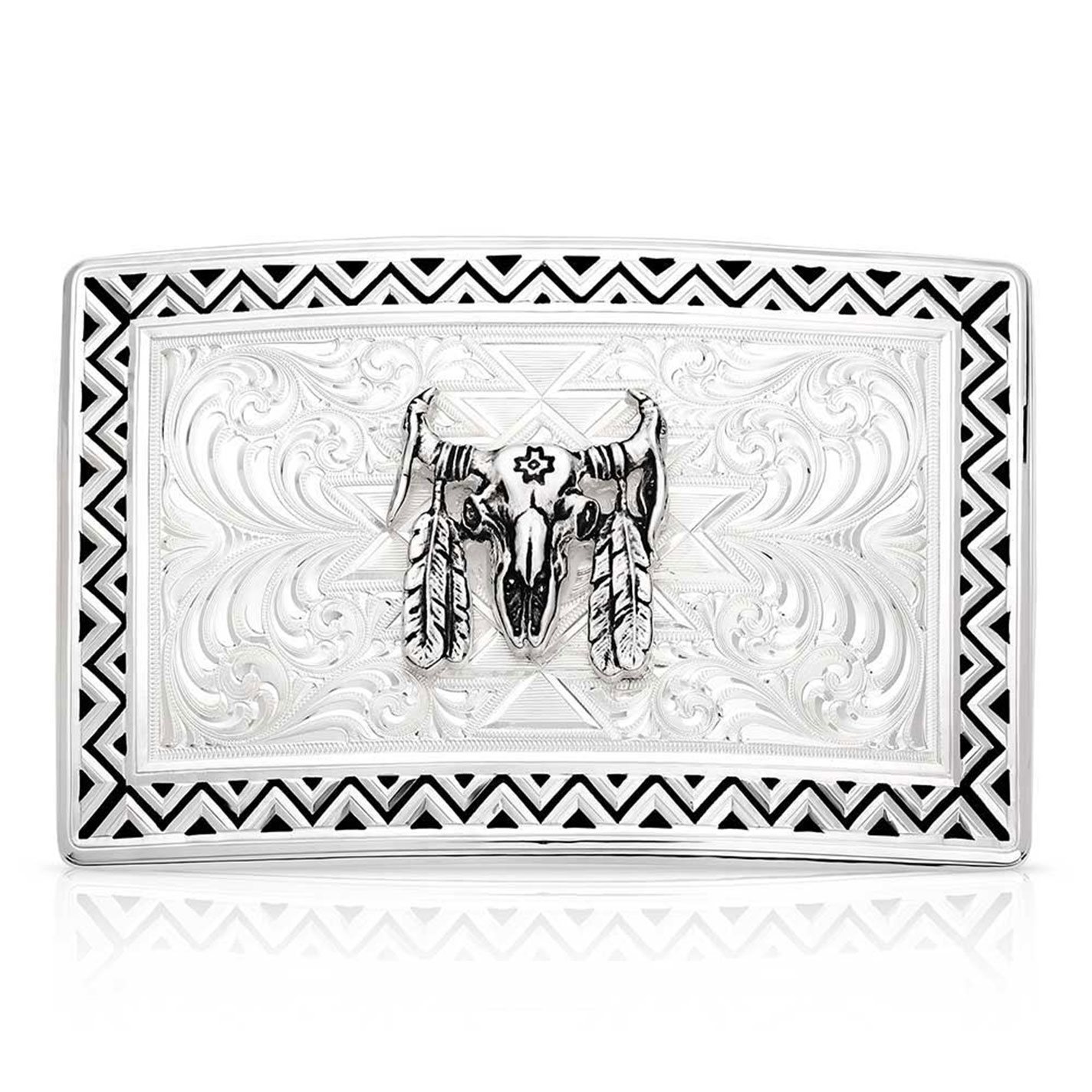 Montana Silversmiths Silver Four Winds Buffalo Skull Belt Buckle - Image 3