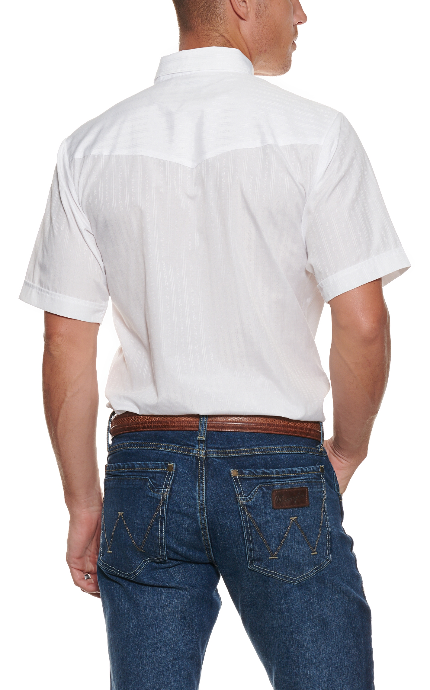 Ely Cattleman Tone on Tone Solid White Short Sleeve Shirt - Image 1