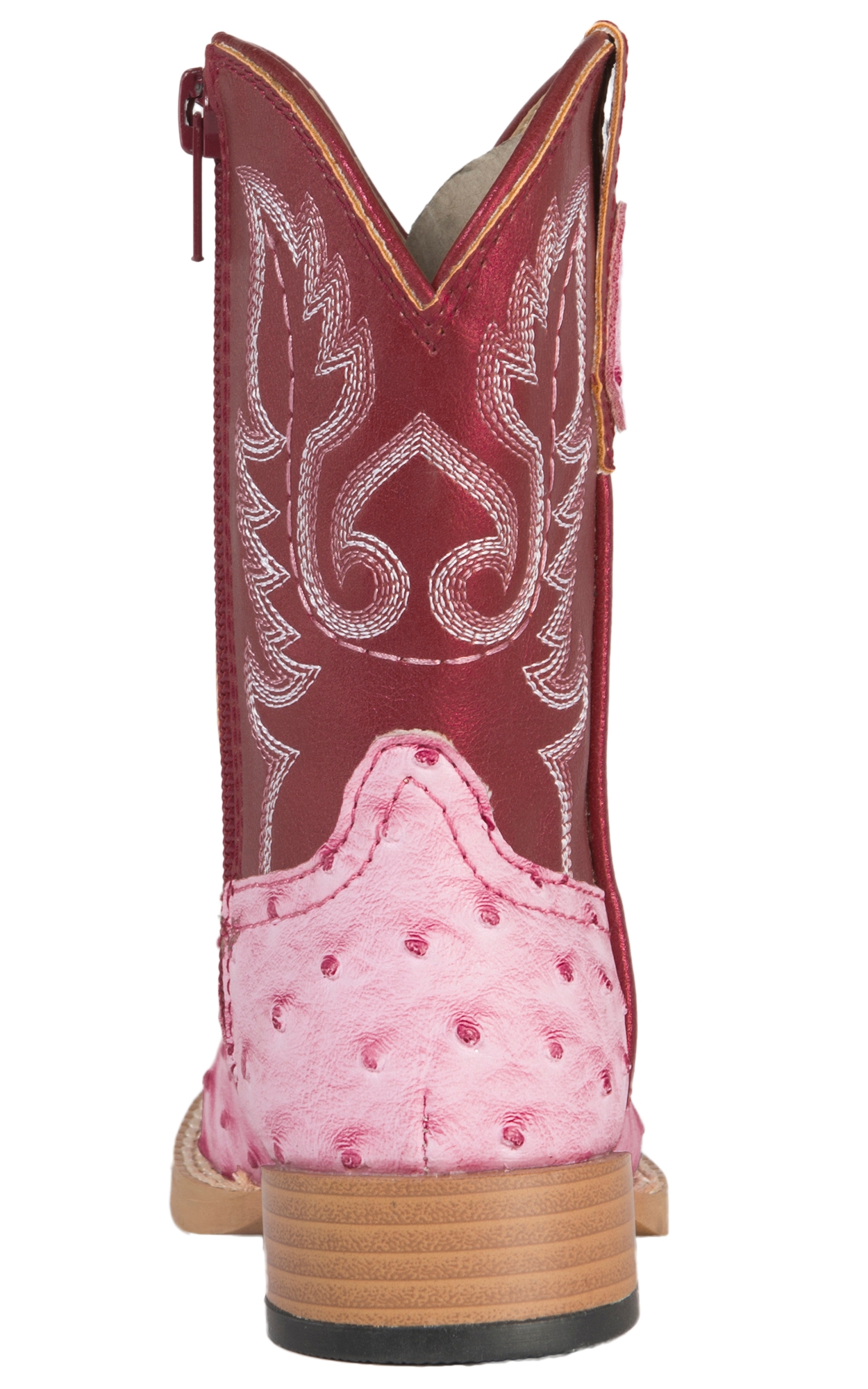 Roper Toddler Pink Ostrich Print with Dark Pink Square Toe Cowboy Boots - Image 1