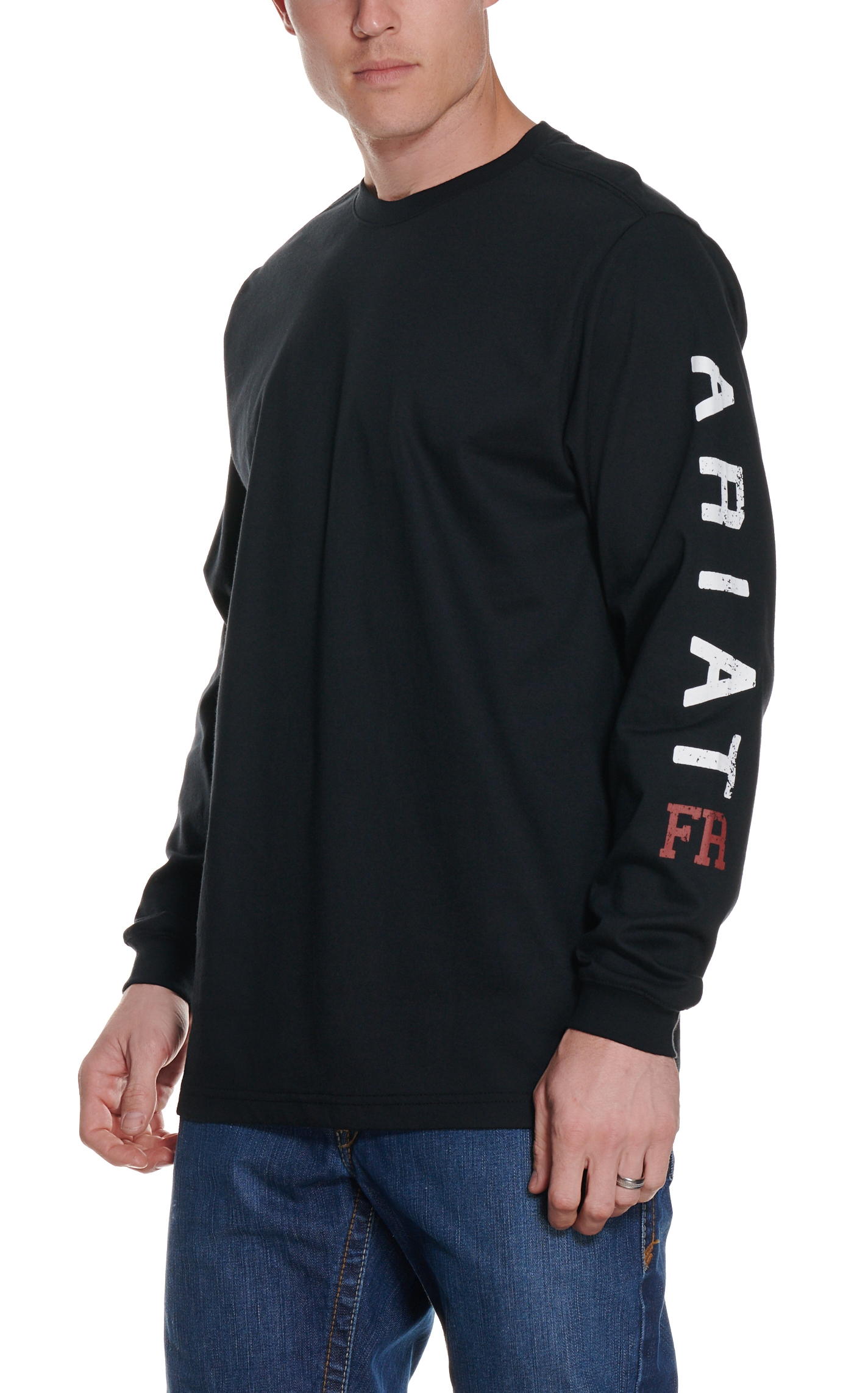 Ariat Men's Black Roughneck Skull Logo Long Sleeve FR Work T-Shirt - Image 1