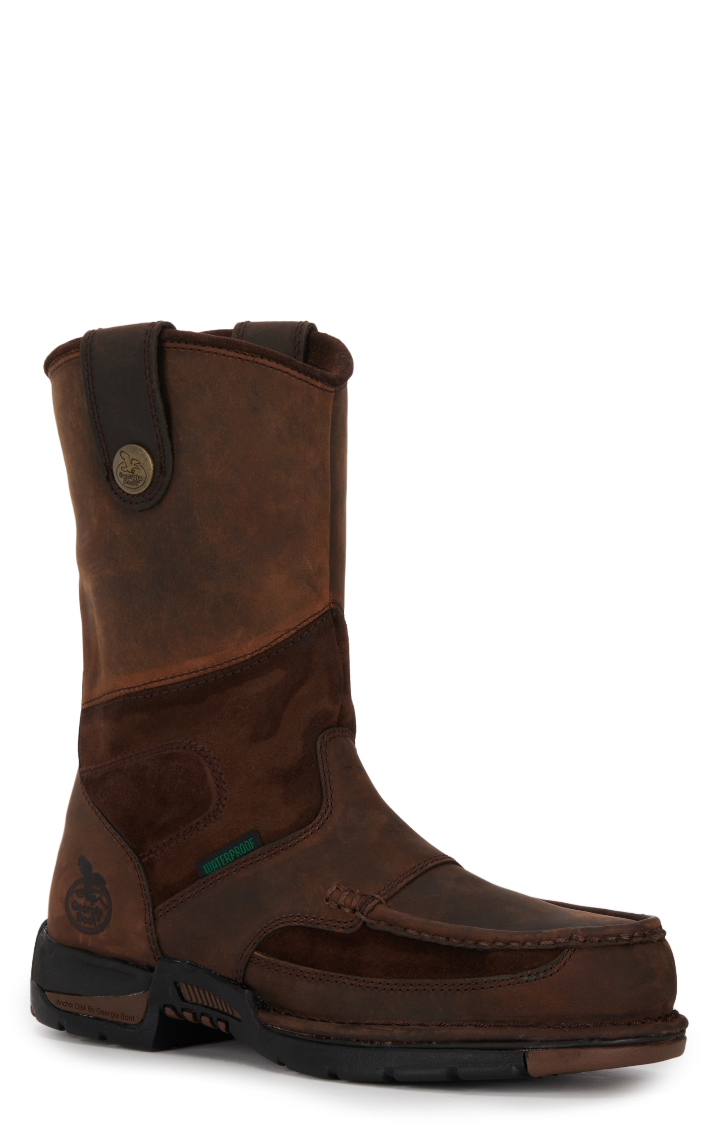Georgia Men's Athens Brown Waterproof Wellington Moc Toe Work Boot - Image 1