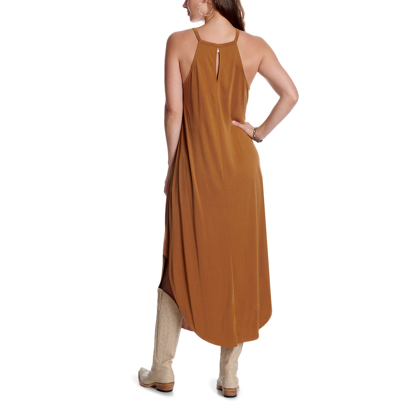 HYFVE Women's Caramel Brown Halter Neck Midi Dress - Image 1
