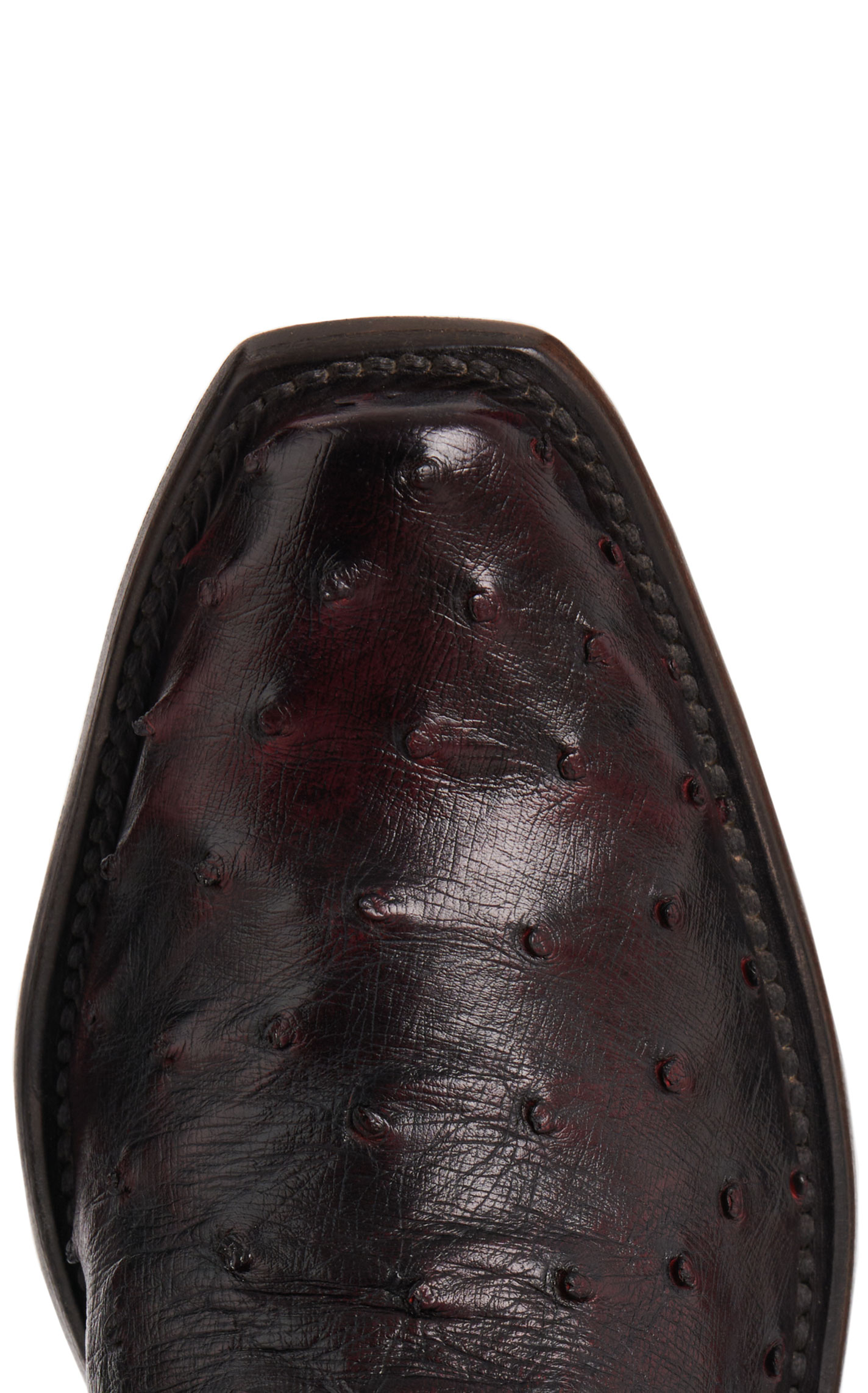 Lucchese Men’s Black Cherry Full Quill Ostrich 7 Toe Exotic Cowboy Boots - Image 1