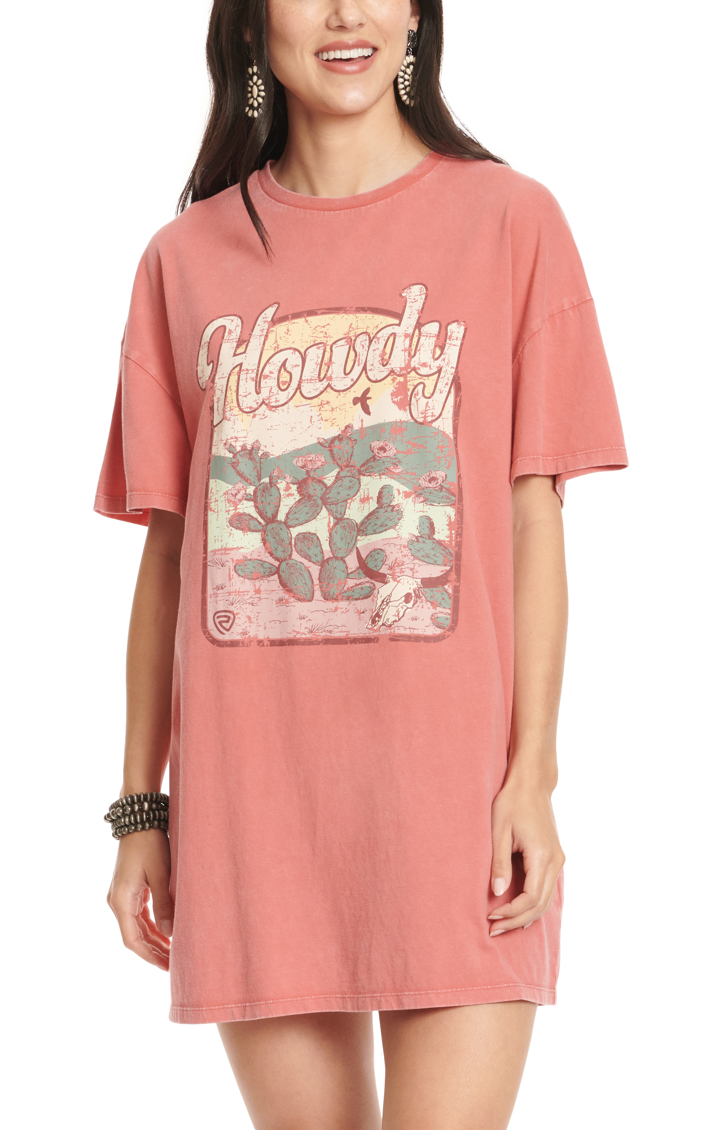 Rock & Roll Denim Women's Rosy Terracotta & Howdy Desert Graphic T-Shirt Dress - Image 1