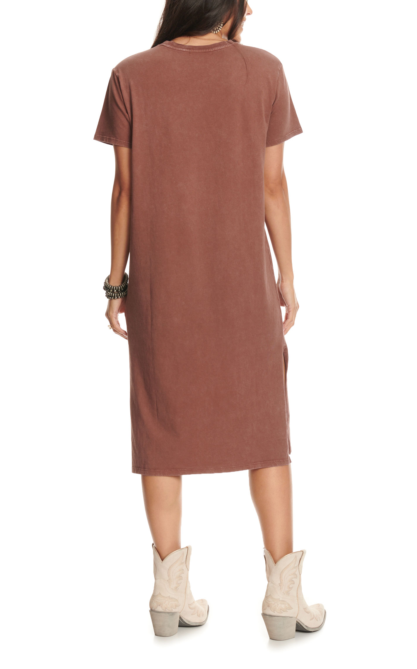 Rock & Roll Denim Women's Chocolate Howdy Boot Graphic T-Shirt Dress - Image 1