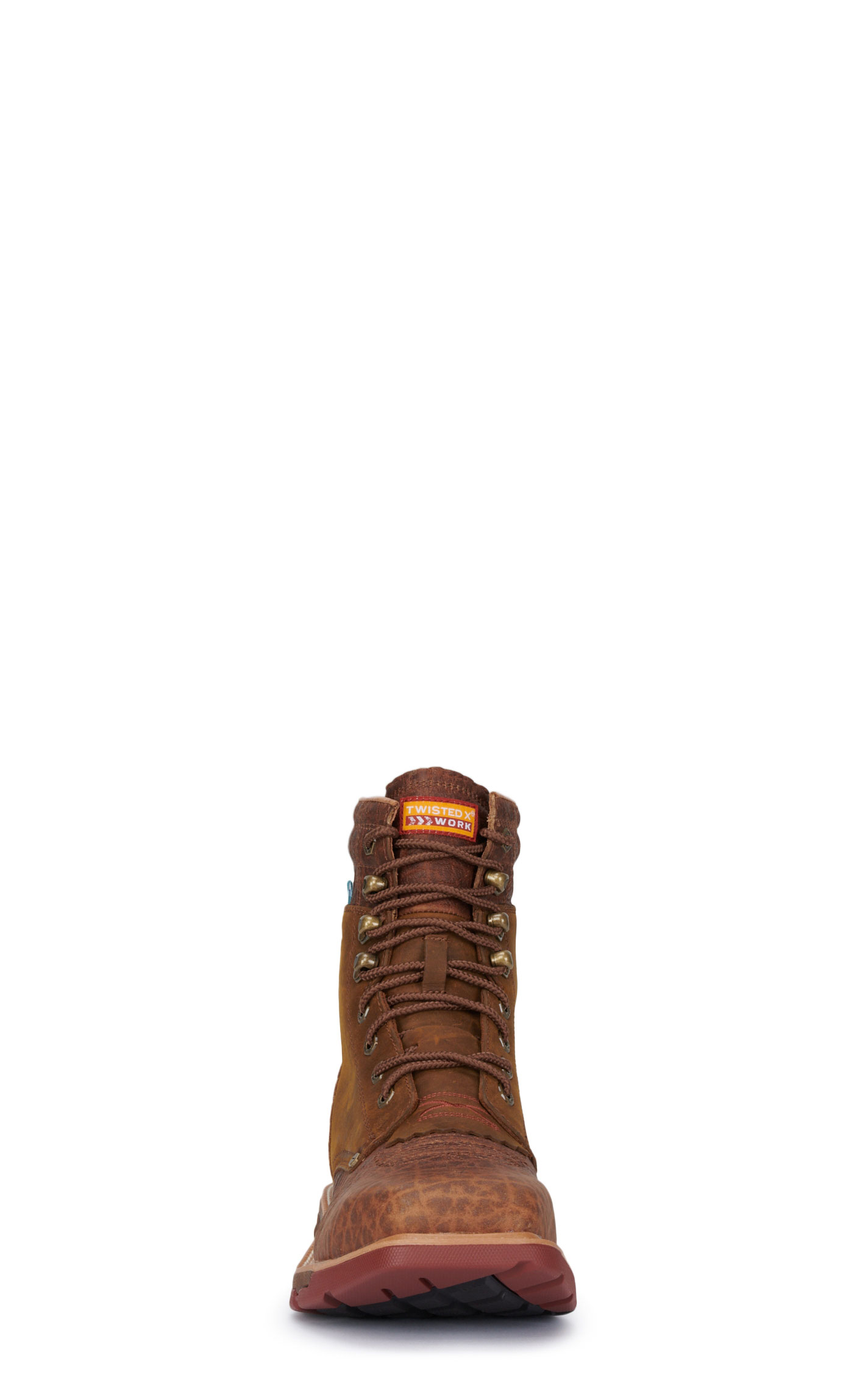 Twisted X Men's Cognac CellStretch Waterproof Lace Up Wide Square Toe Work Boots - Image 1