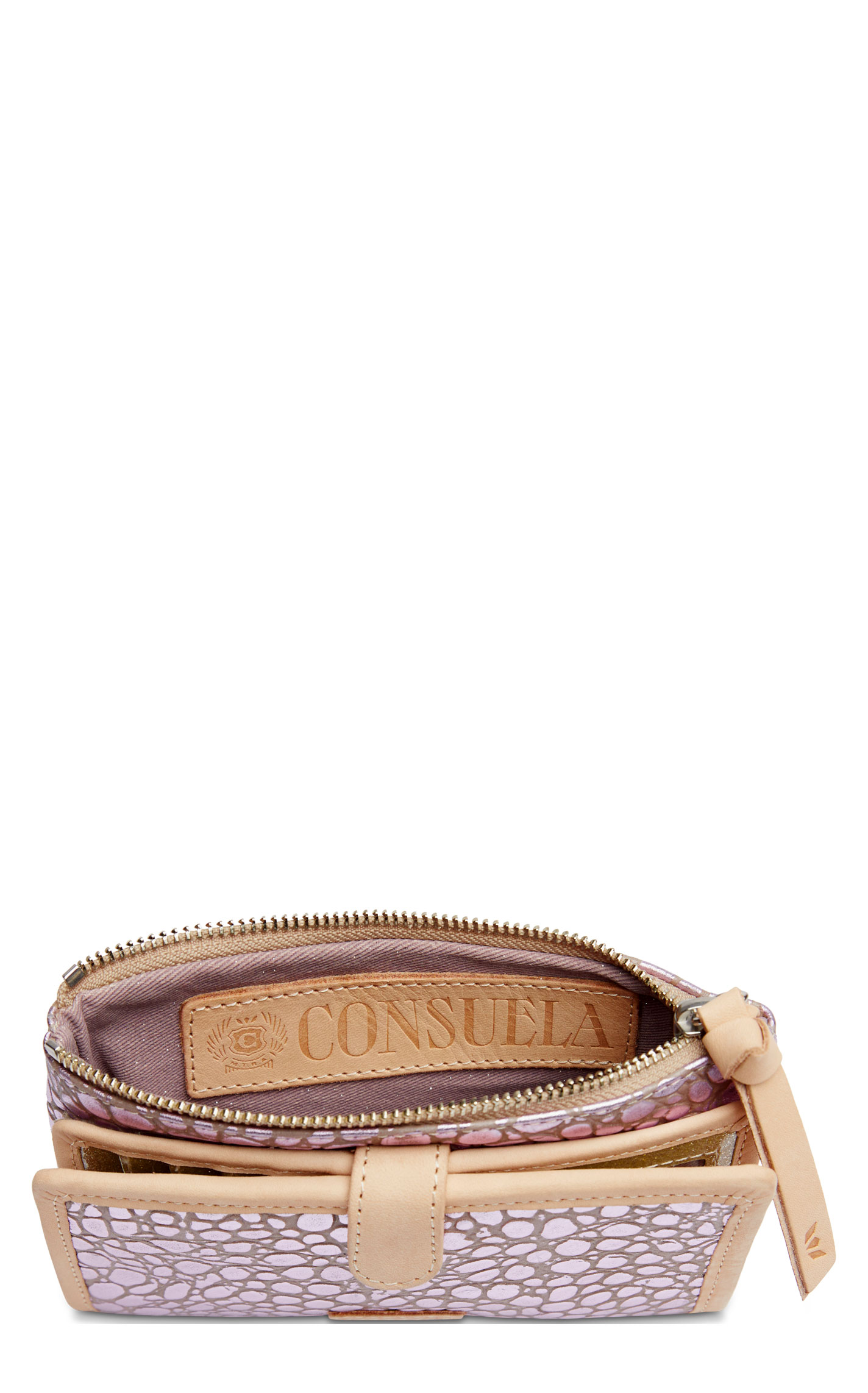 Consuela Lulu Lilac Foiled Pebbled Leather Slim Wallet - Image 1