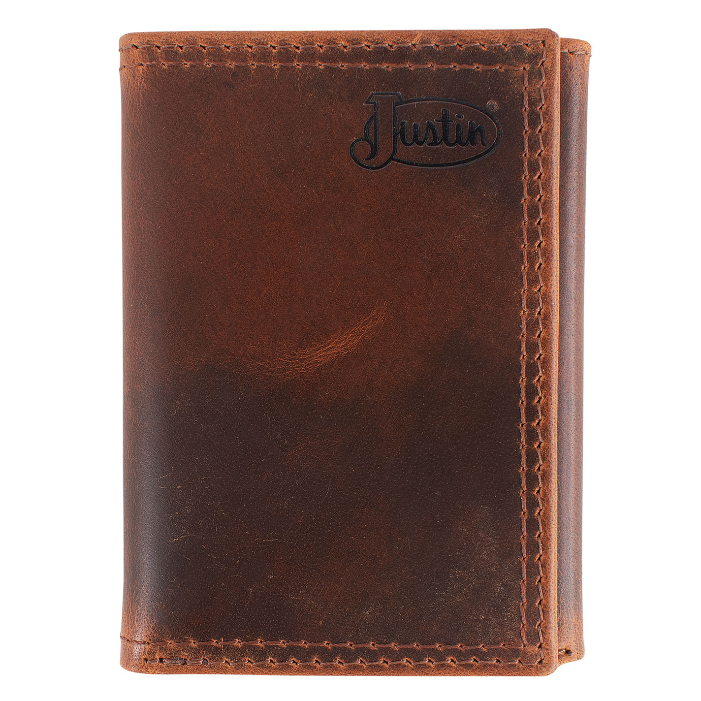 Justin Brown Oiled Leather Trifold Wallet - Image 1