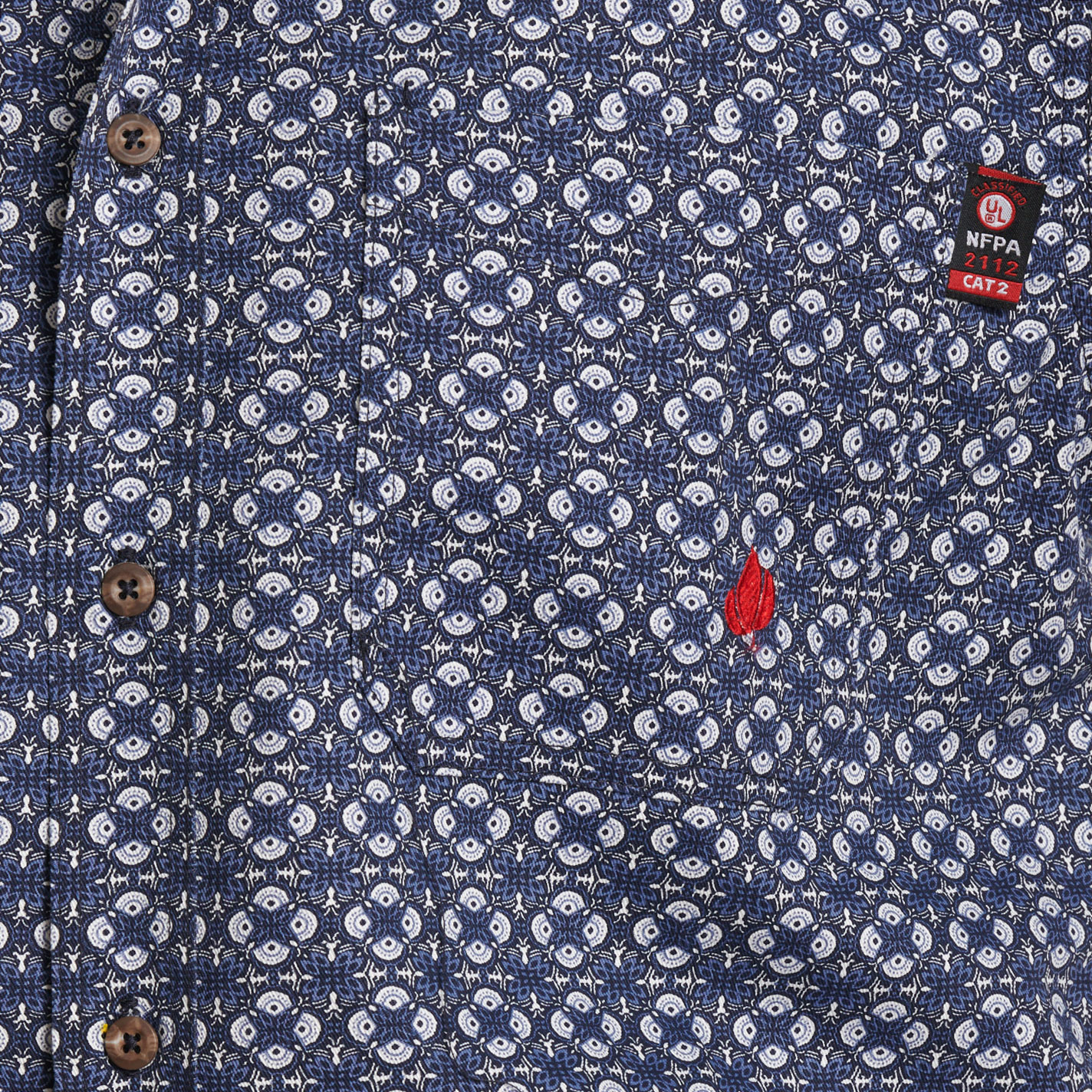 Forge Men's Denim Blue Geo Print FR Work Shirt - Image 1