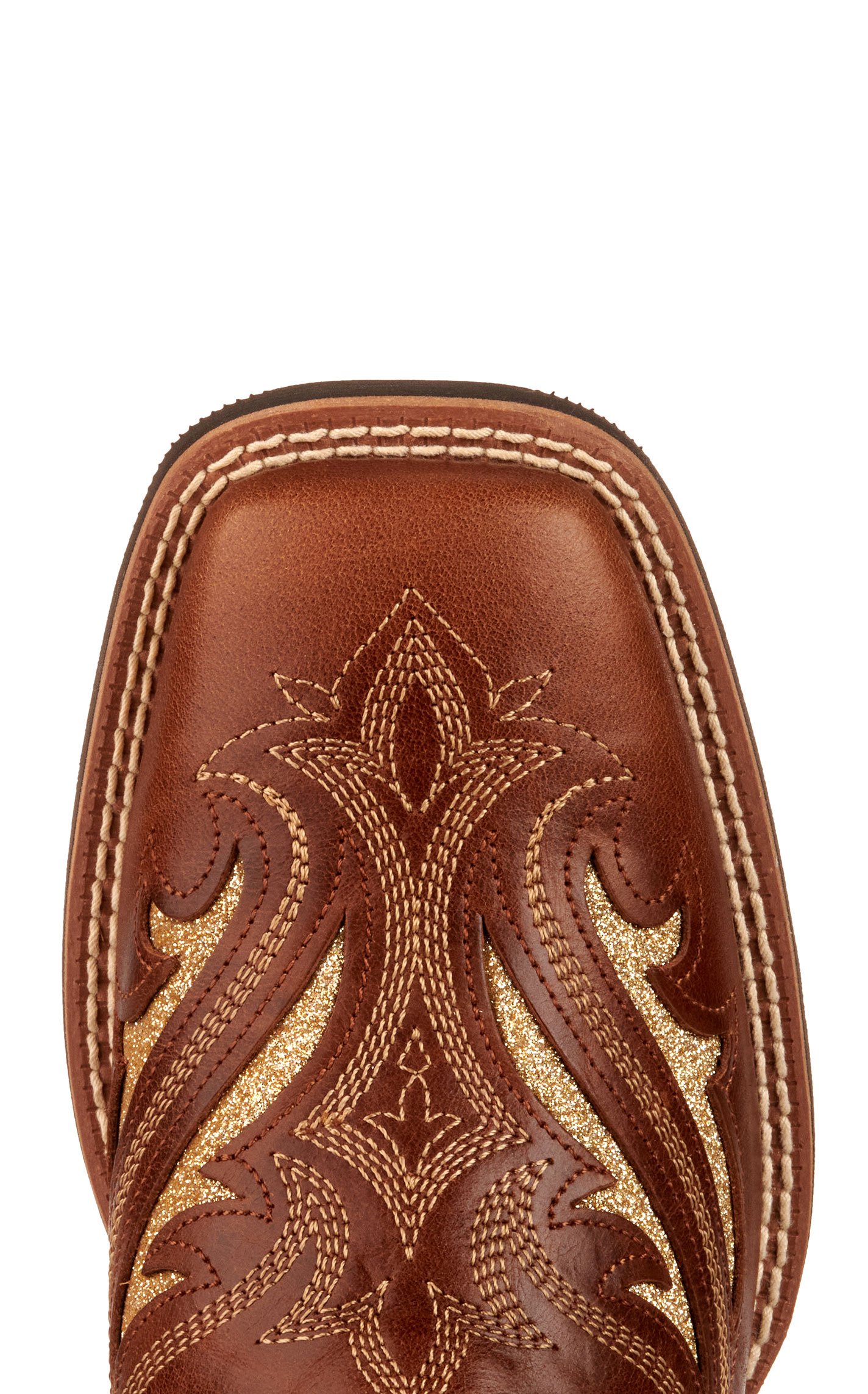 Ariat Women's Round Up Bliss Midday Tan with Glitter Inlay Wide Square Toe Cowboy Boots - Image 1