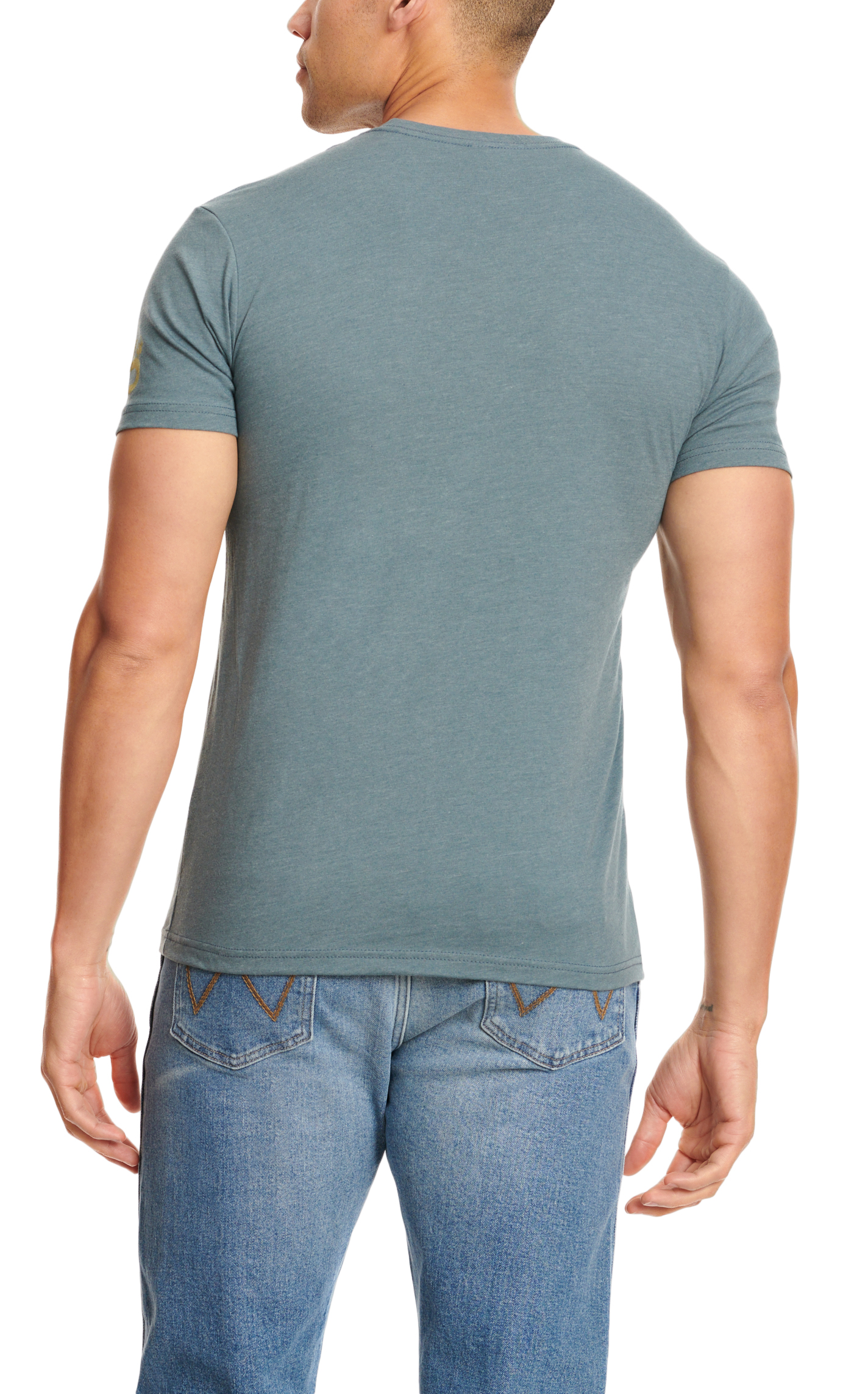 Lazy J Men's Steel Blue Cactus Vintage Logo Graphic Short Sleeve T-Shirt - Image 1