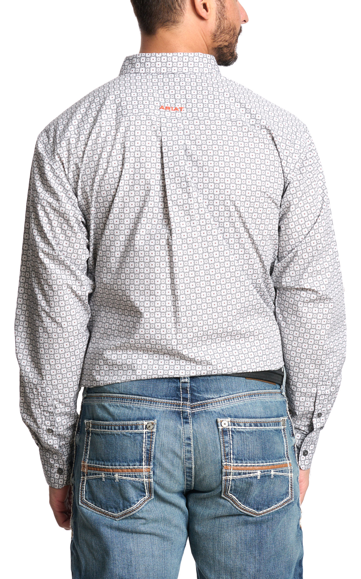 Ariat Men's Fleetwood Gray & White Geo Print Western Shirt - Image 1