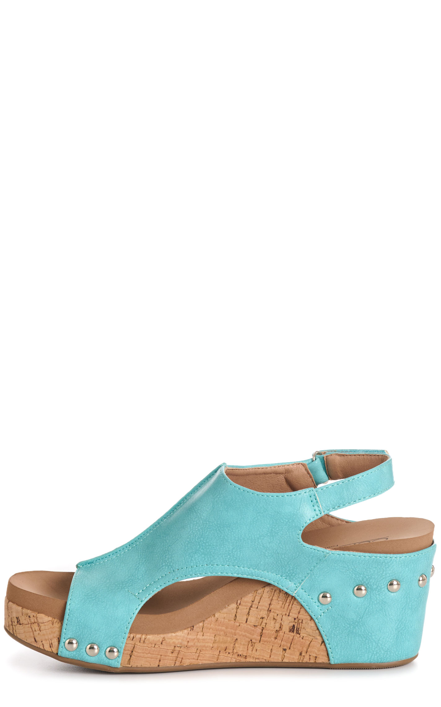 Corky's Women's Carley Teal Faux Leather Peep-Toe Wedge Sandal - Image 1