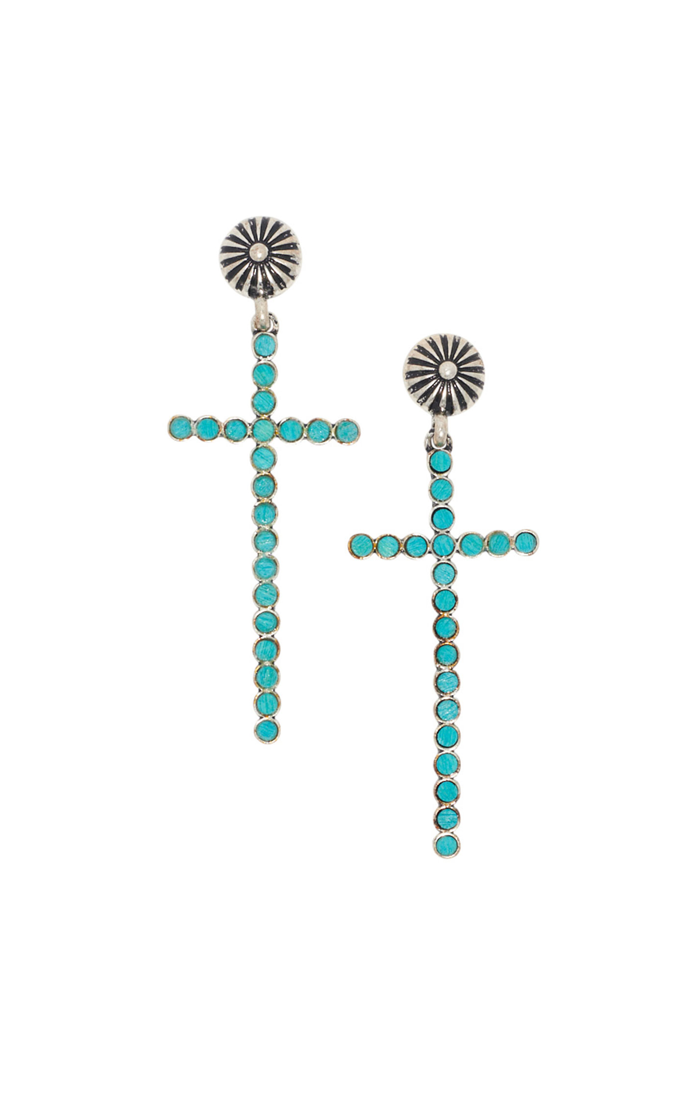 806 Turquoise Beaded Cross Post Earrings - Image 1
