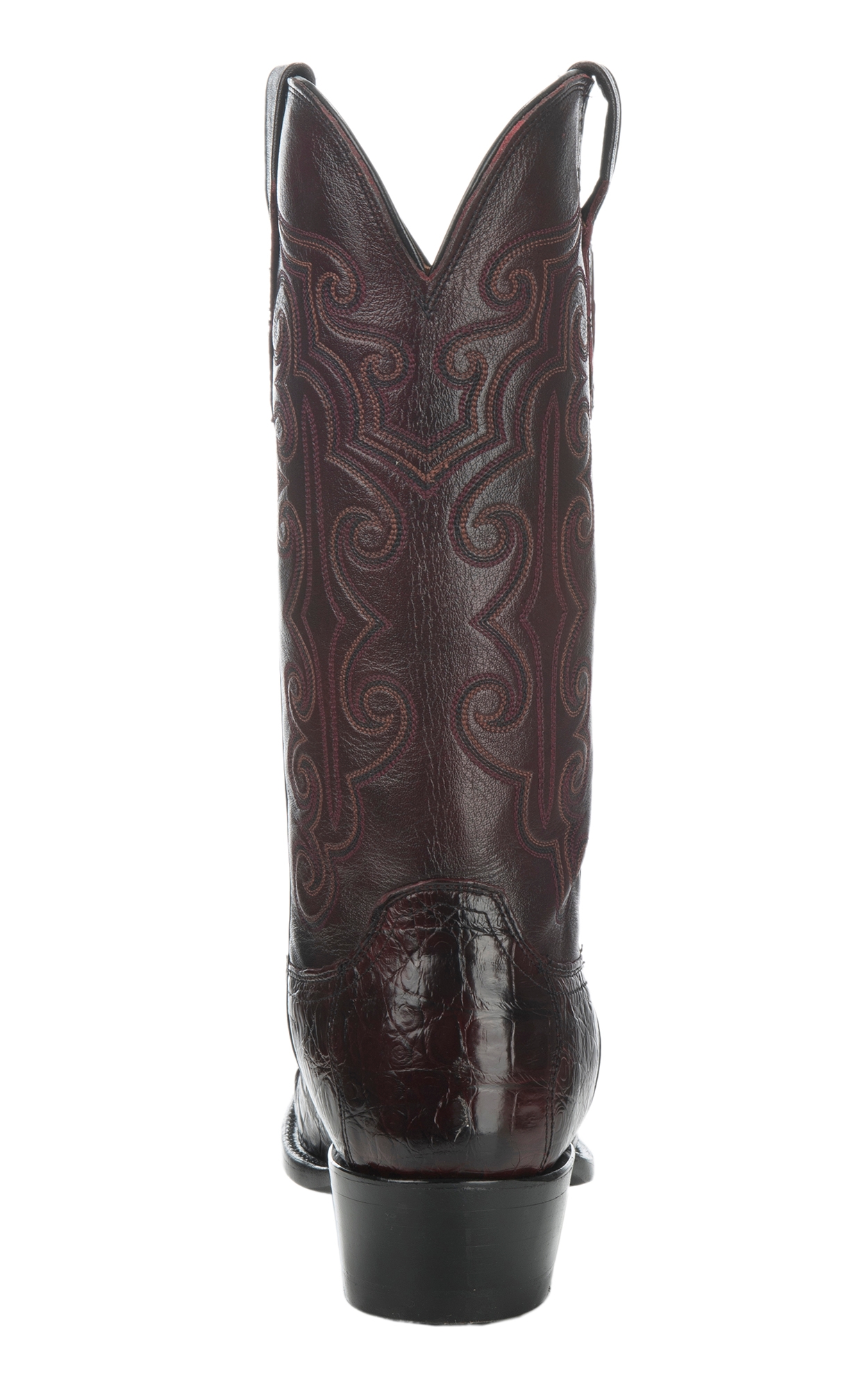 Lucchese Men's Black Cherry Caiman Belly R-Toe Exotic Western Boots - Image 1