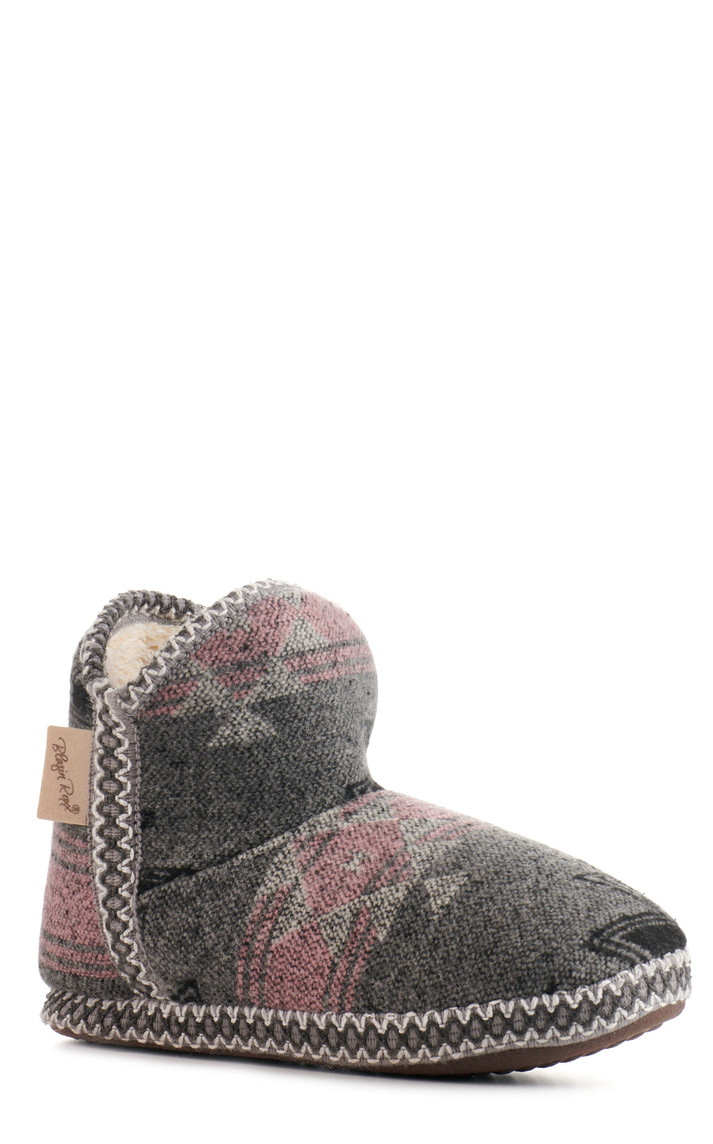 Blazin Roxx Women's Hallie Gray & Pink Blanket Print Booty Slippers - Image 1