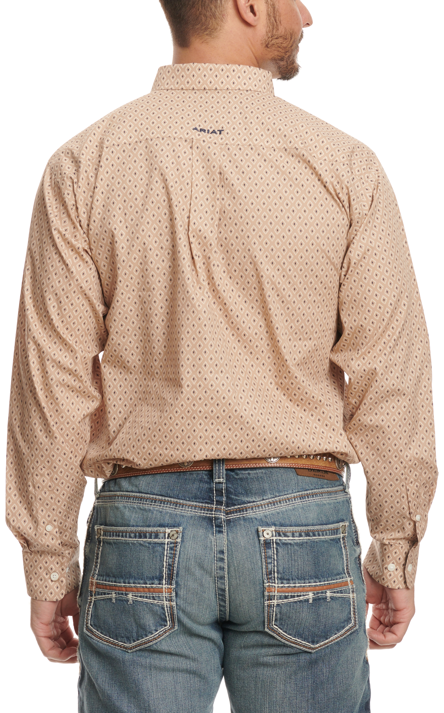 Ariat Men's Frazier Khaki Black & Cream Geo Print Western Shirt - Image 1
