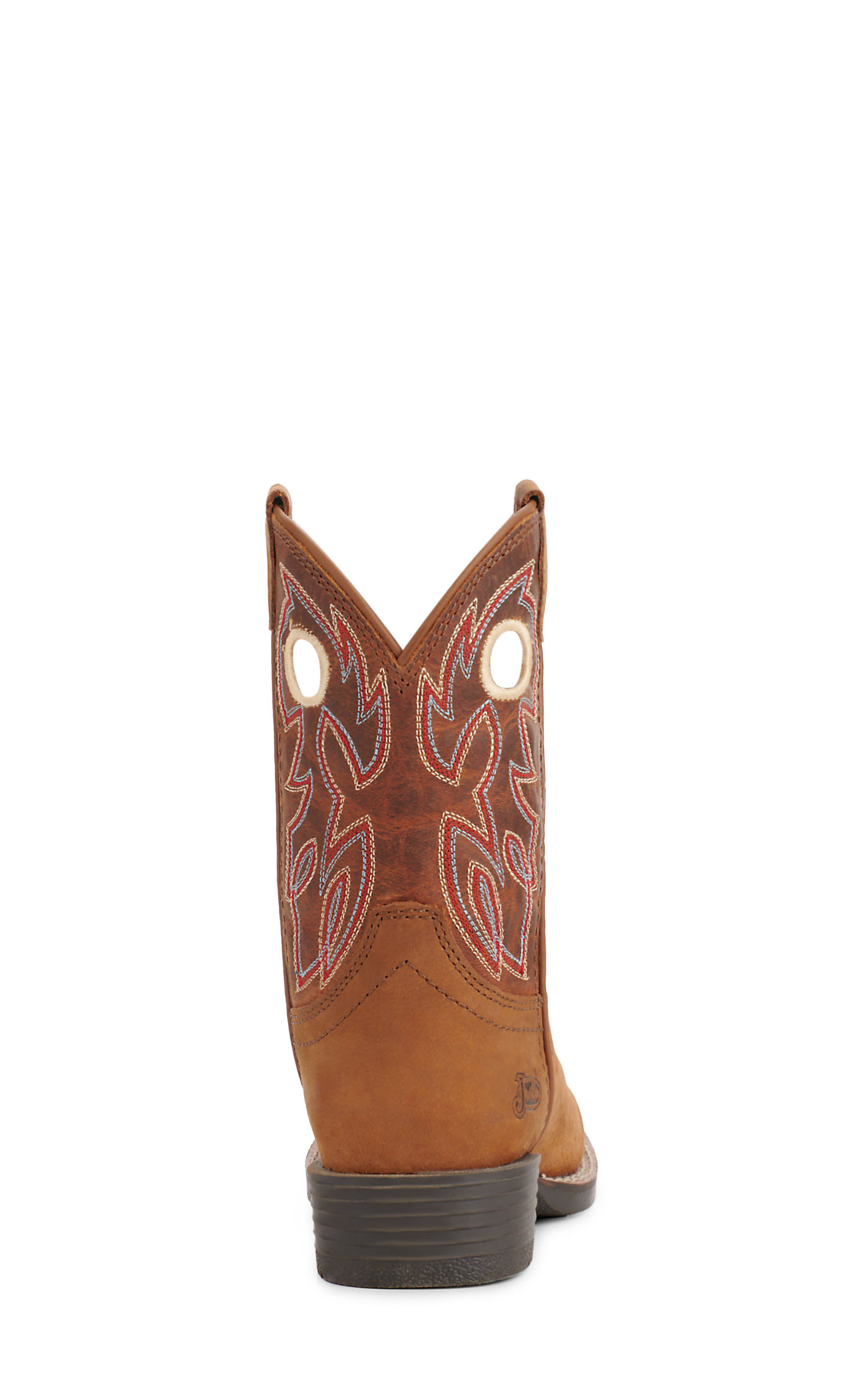 Justin Kids Bowline Junior Brown and Sunset Brown Wide Square Toe Cowboy Boots - Image 1