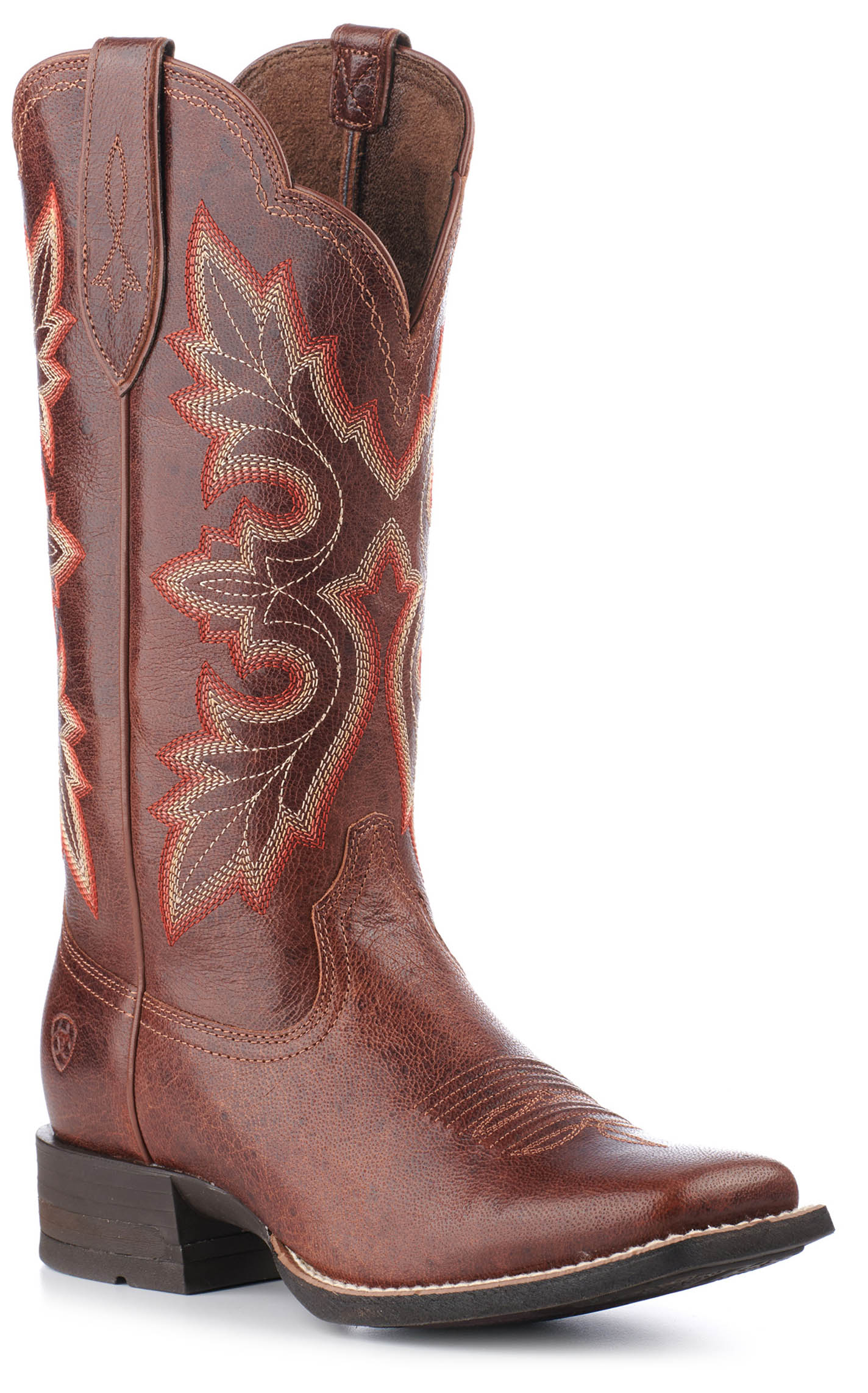 Ariat Women's Breakout Shock Shield Rustic Brown Wide Square Toe Cowboy Boots - Image 1