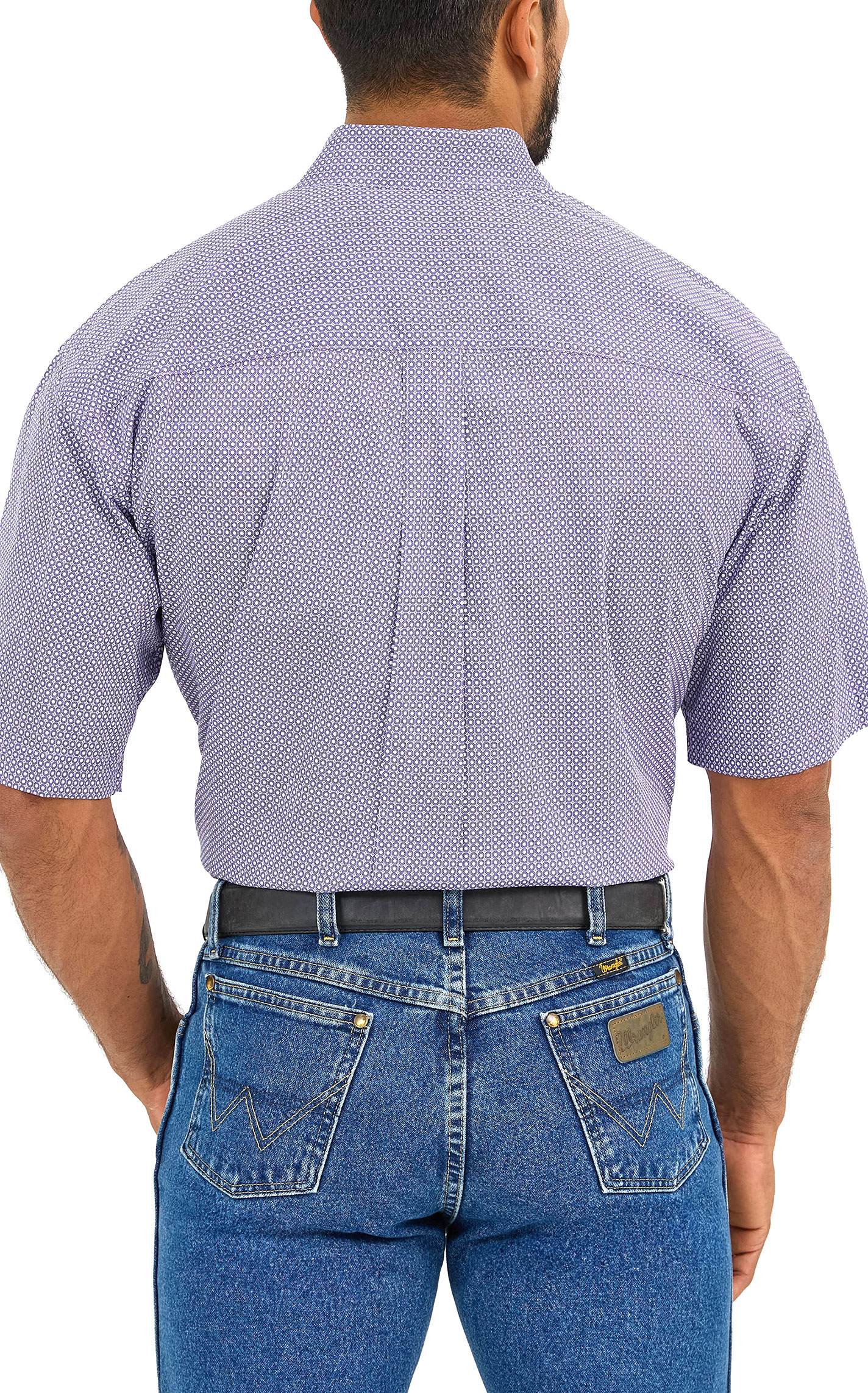 Wrangler Men's George Strait Collection Purple Geo Print Western Shirt - Image 1