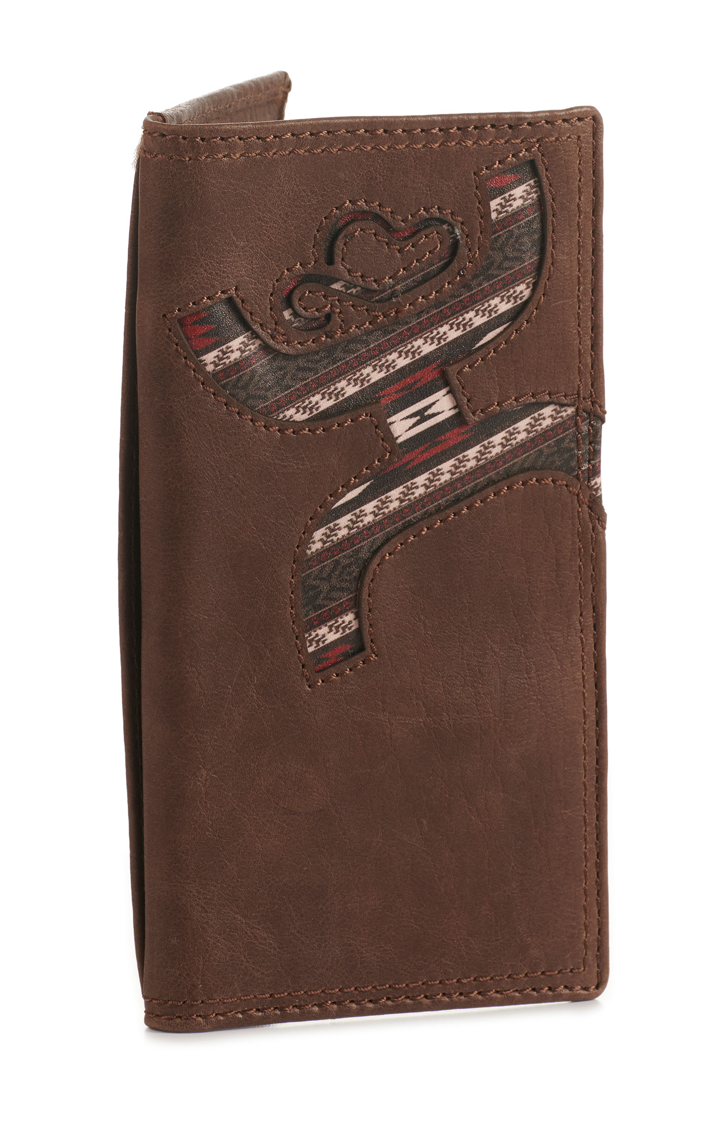 Hooey Men's Brown with Black and Red Serape Logo Rodeo Wallet / Checkbook Cover - Image 1
