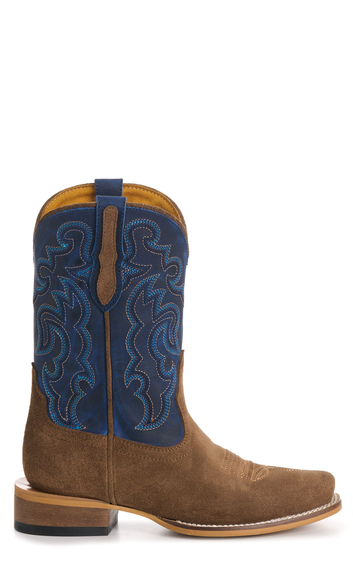 Cavender’s Youth's Blue and Brown Roughout Suede Punchy Toe Cowboy Boots - Image 1