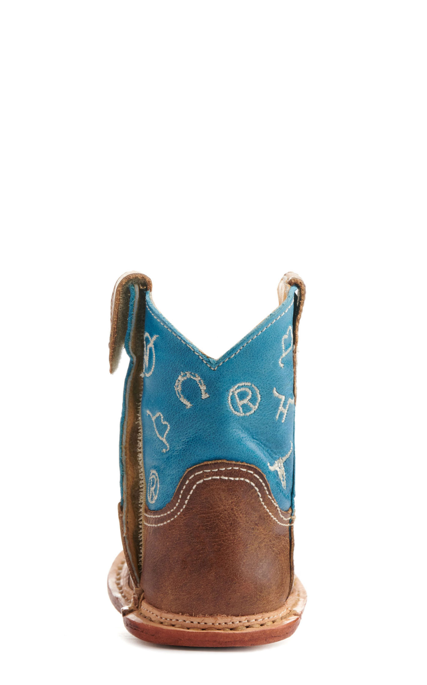 Roper Cowbabies Brown and Blue Brands Embroidery Square Toe Cowboy Boots - Image 1