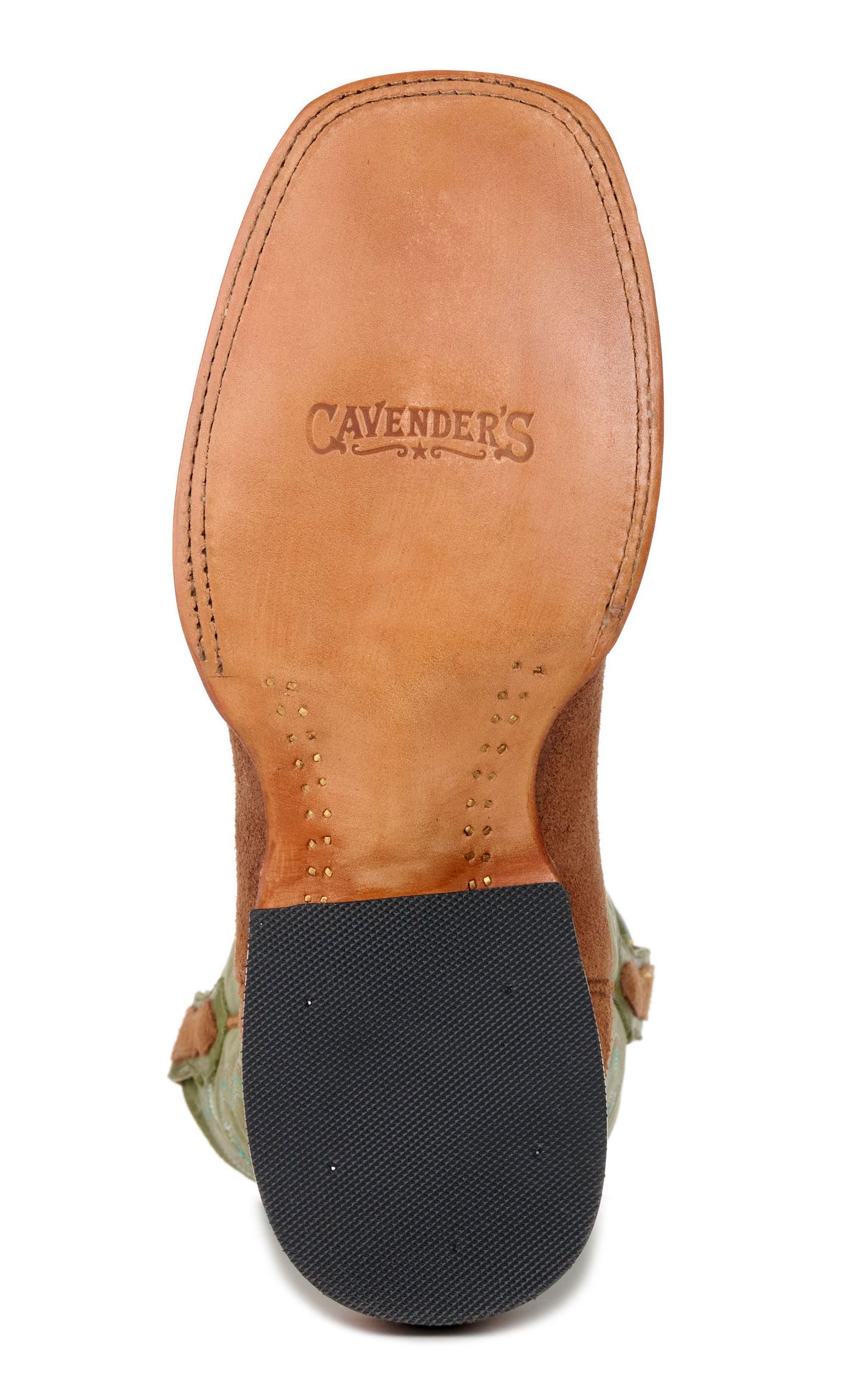 Cavender's Men's Brown Roughout and Olive Wide Square Toe Cowboy Boots - Image 1