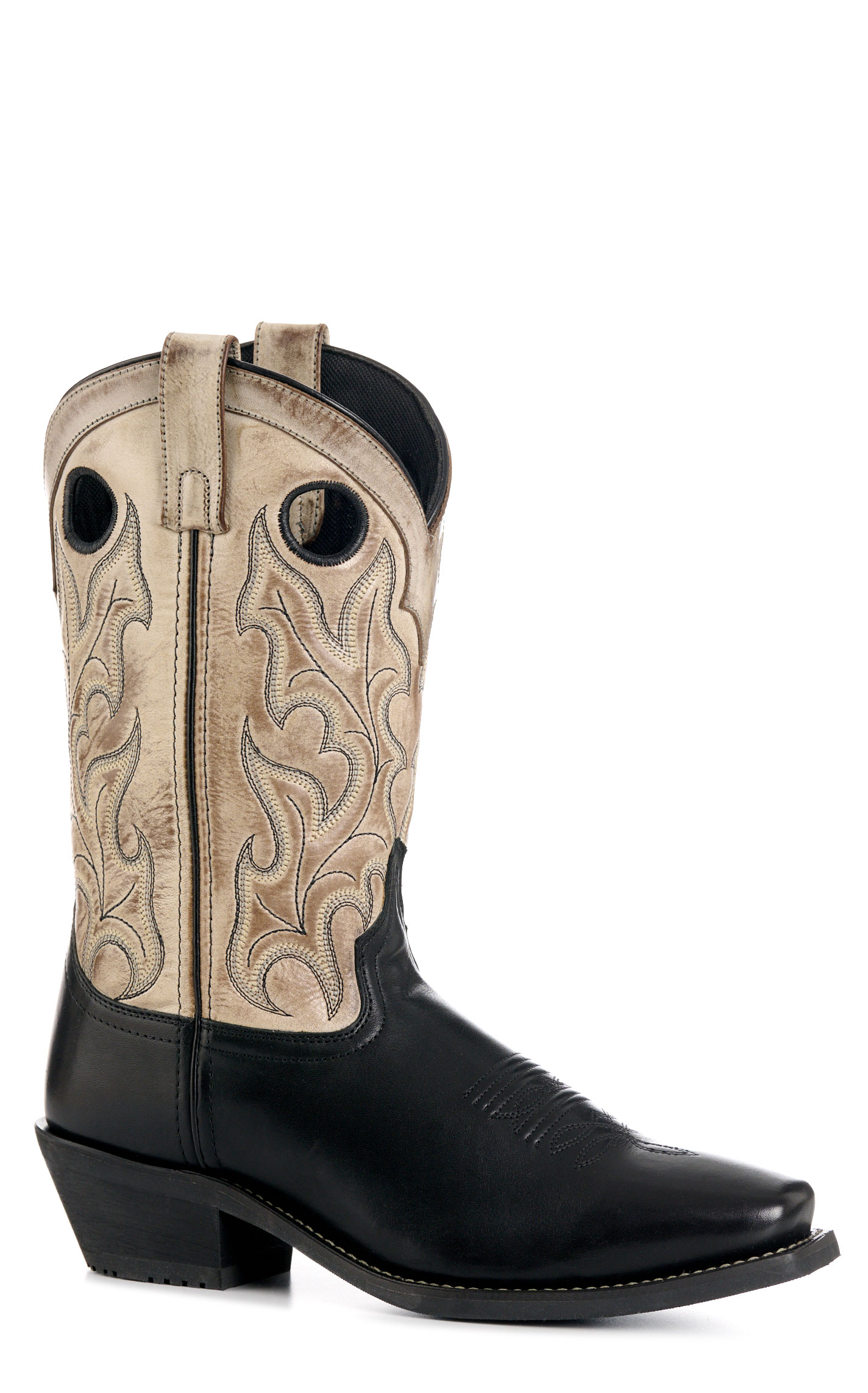 Laredo Men’s Westgate Black and Smoke Gray Punchy Square Toe Cowboy Boots - Image 1