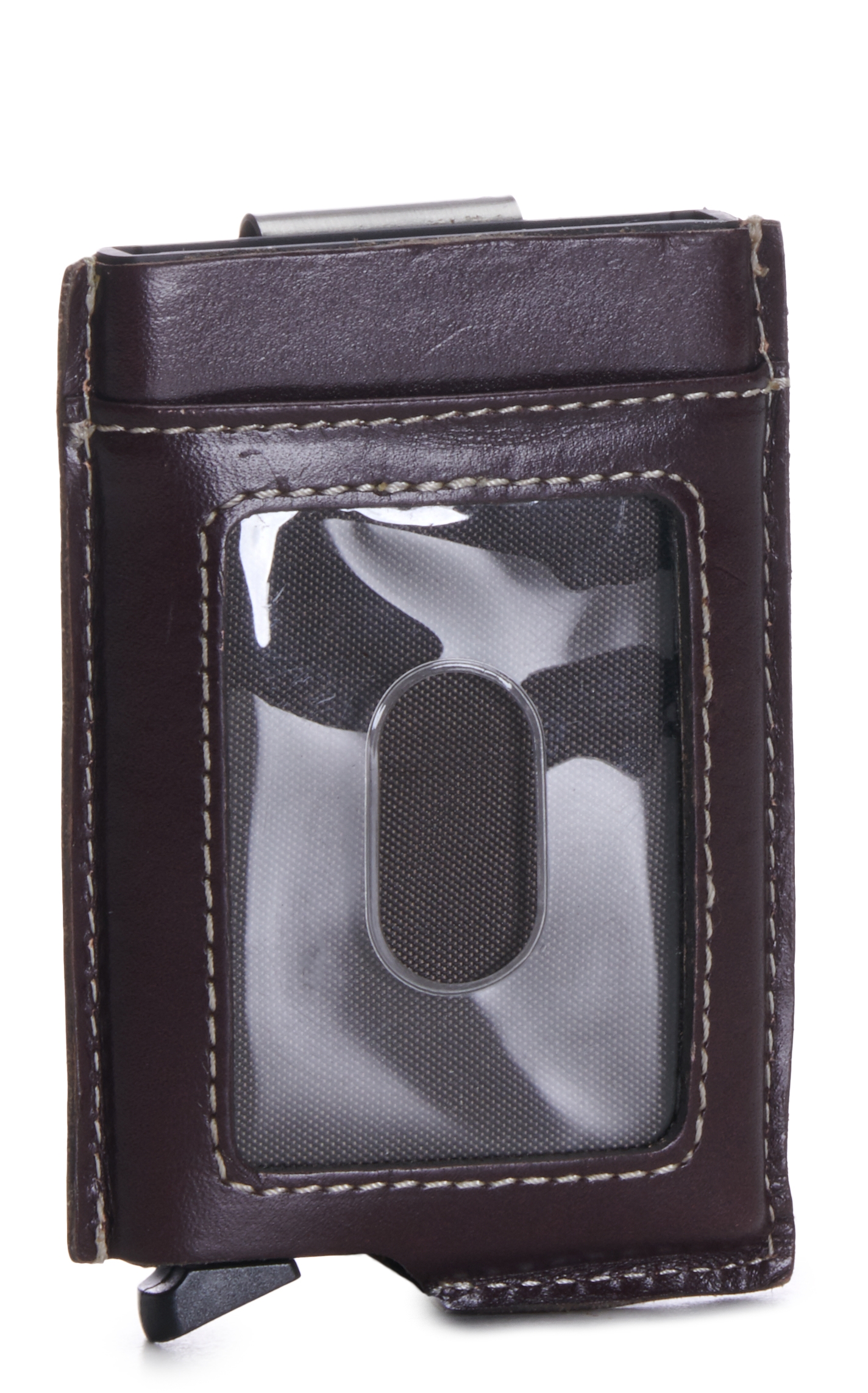 3D Men's Brown Tooled Leather with Aluminum Alloy Body and Money Clip Card Holder - Image 1