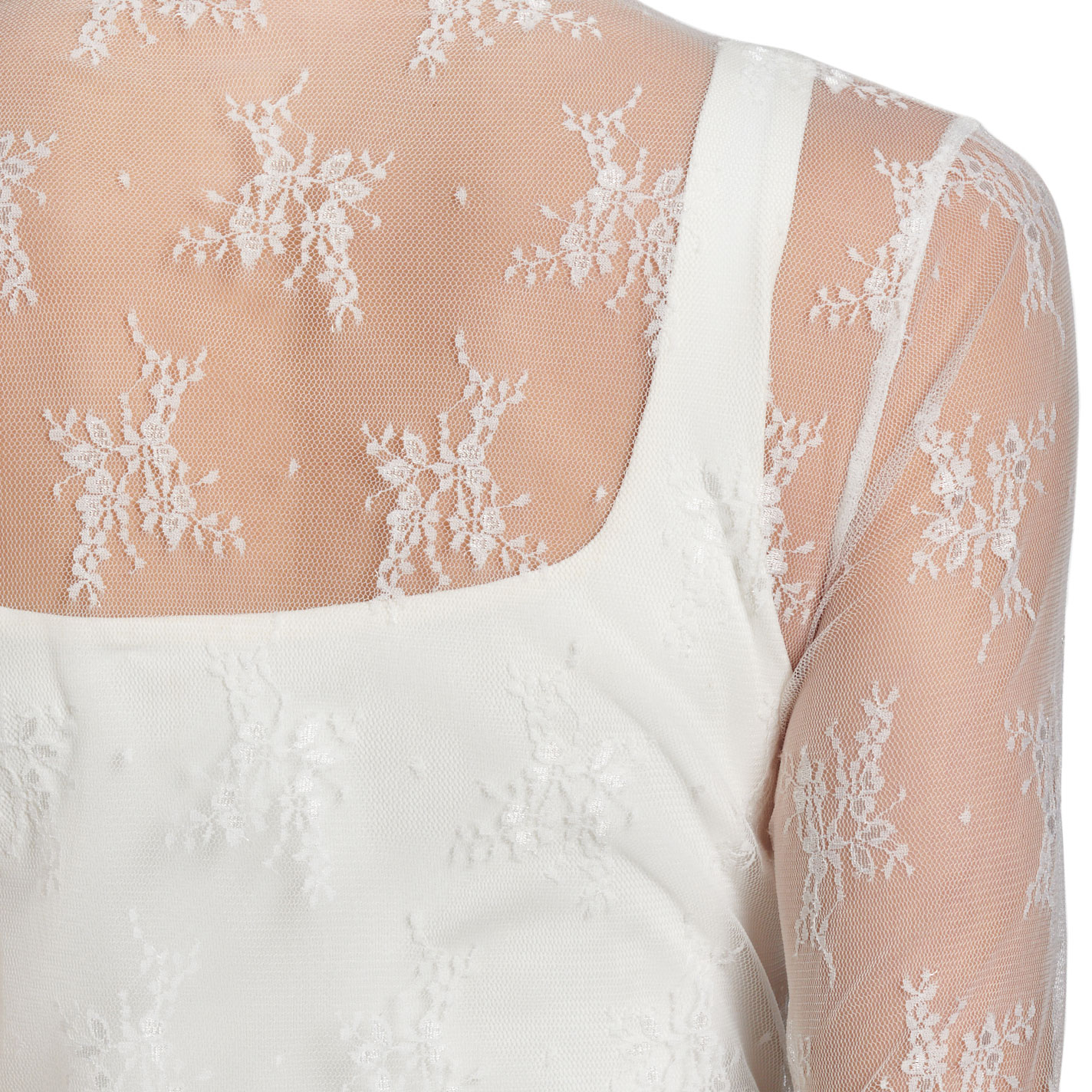 Rockin C Women's White Lace Fine Mesh Top - Image 2