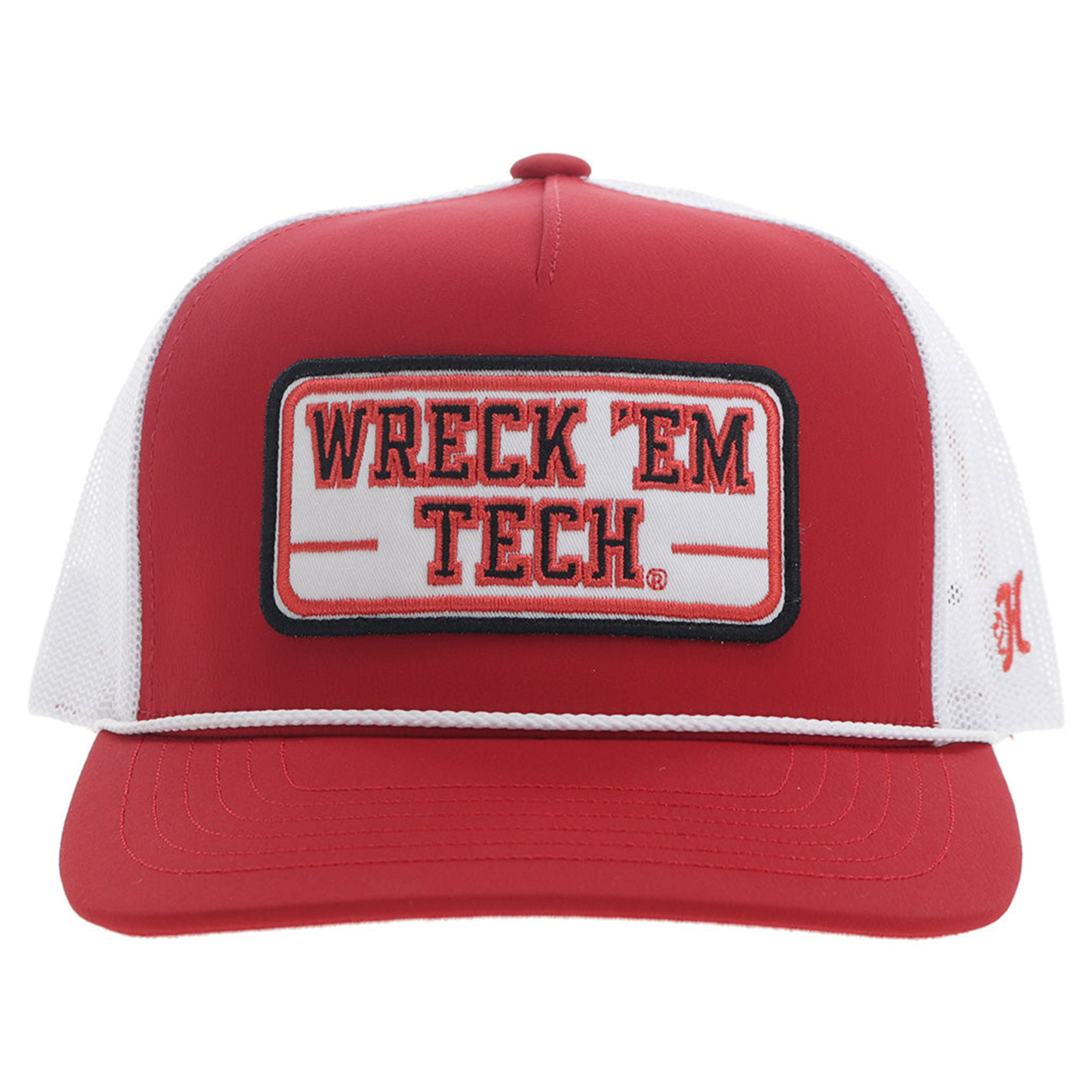 Hooey Collegiate Collection Red & White TX Tech Wreck 'Em Patch Curved Bill Cap - Image 1