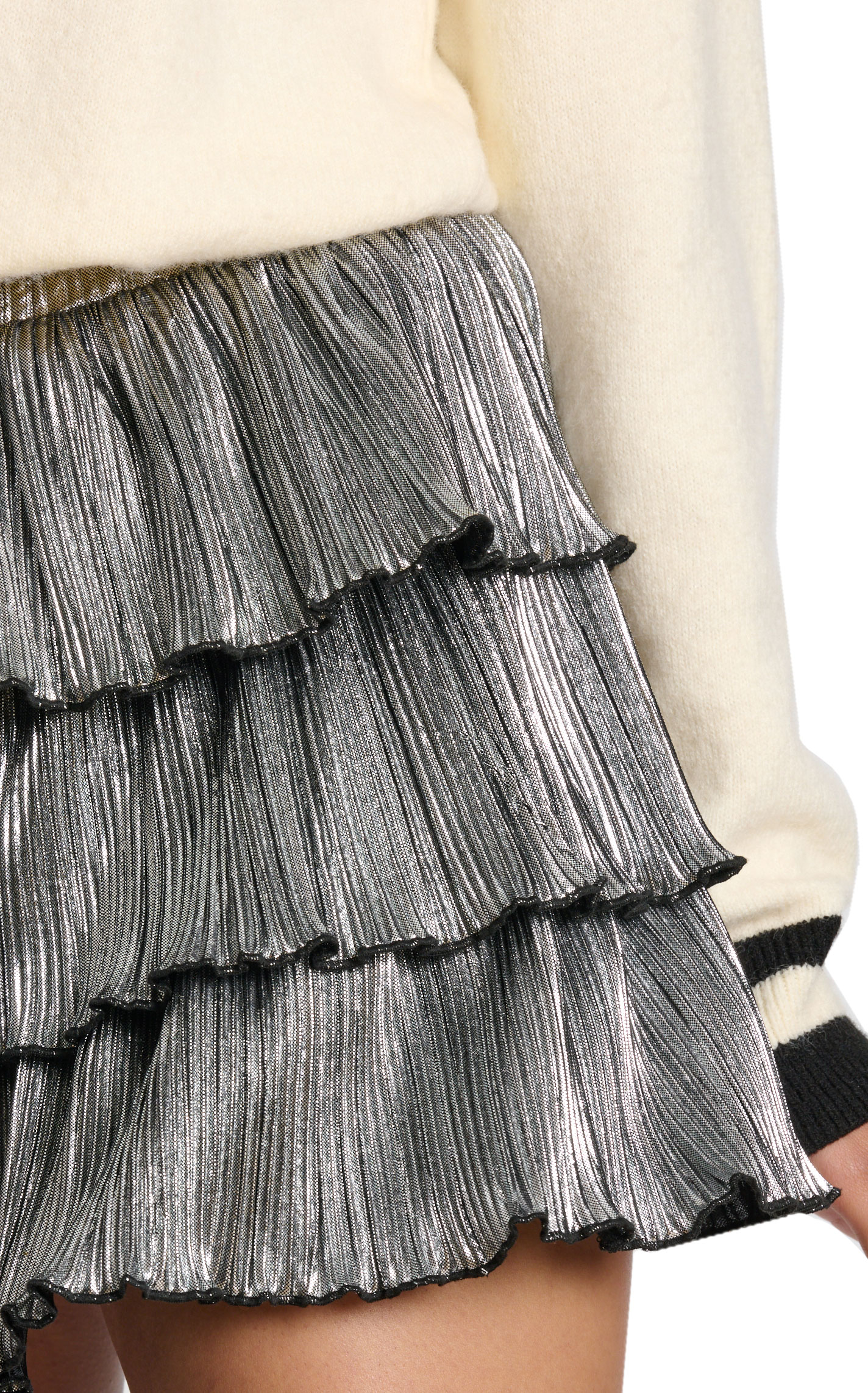Grace & Emma Women's Metallic Silver Ruffle Skort - Image 1