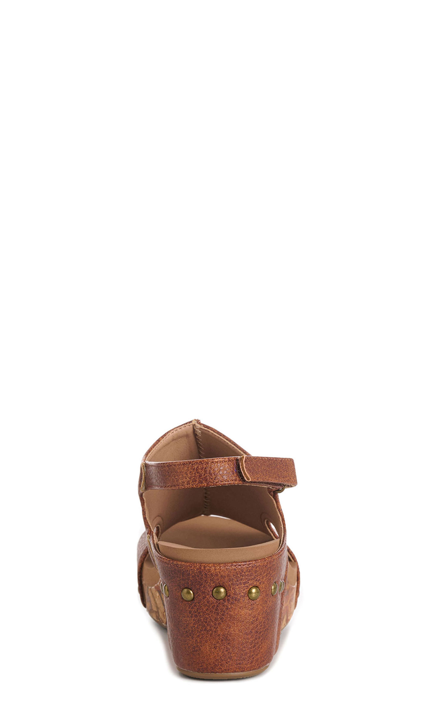 Corky's Women's Tan Carley Faux Leather Peep-Toe Wedge Sandal - Image 1