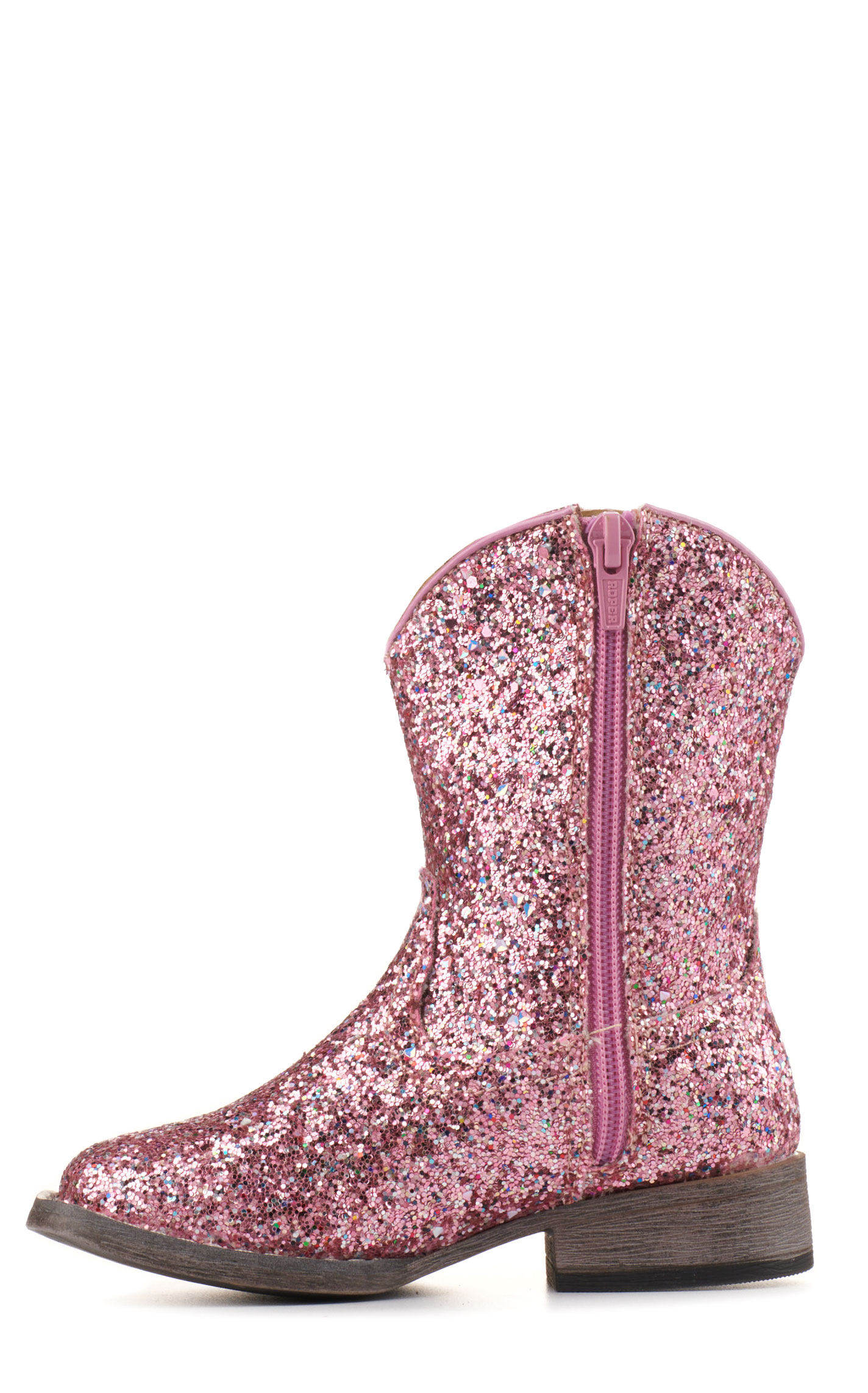 Roper Toddler Pink Glitter Square Toe Cowboy Boots - Image 1