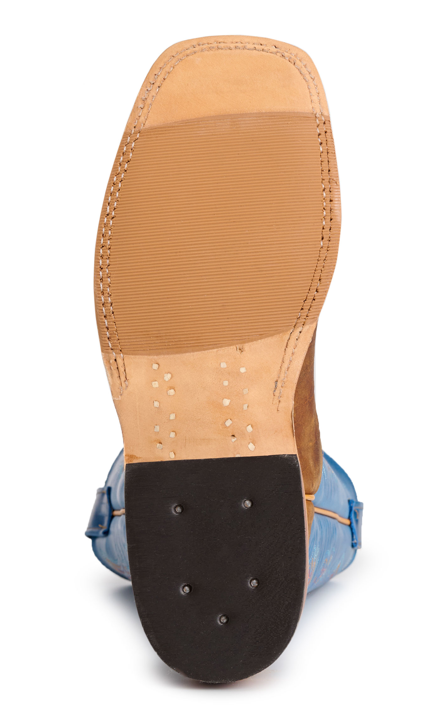 Anderson Bean Men's Natural Bison & Avatar Blue Wide Square Toe Cowboy Boots - Image 6