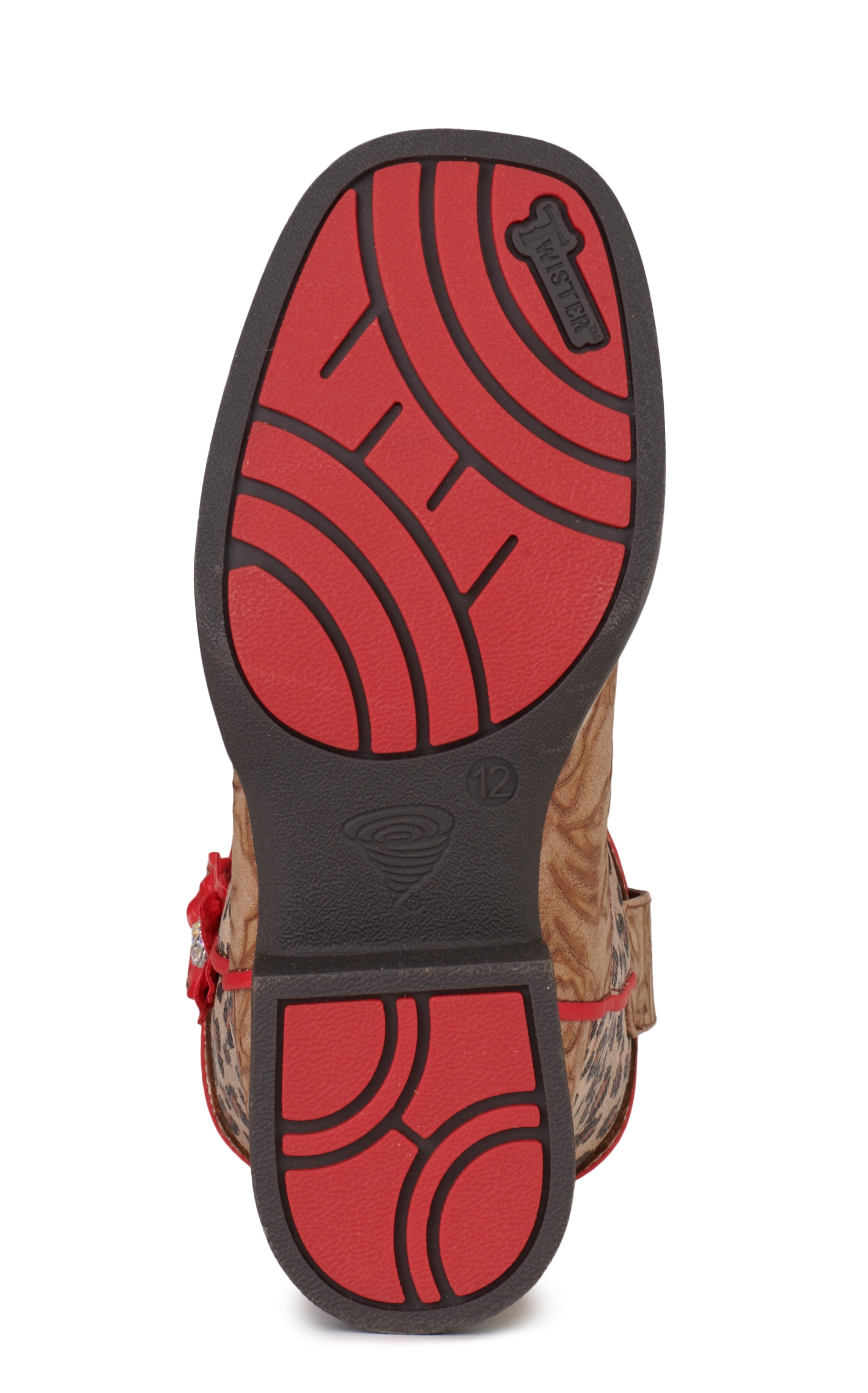 Twister Girls' Avery Tan Floral and Leopard Print Square Toe Cowboy Boots - Image 1