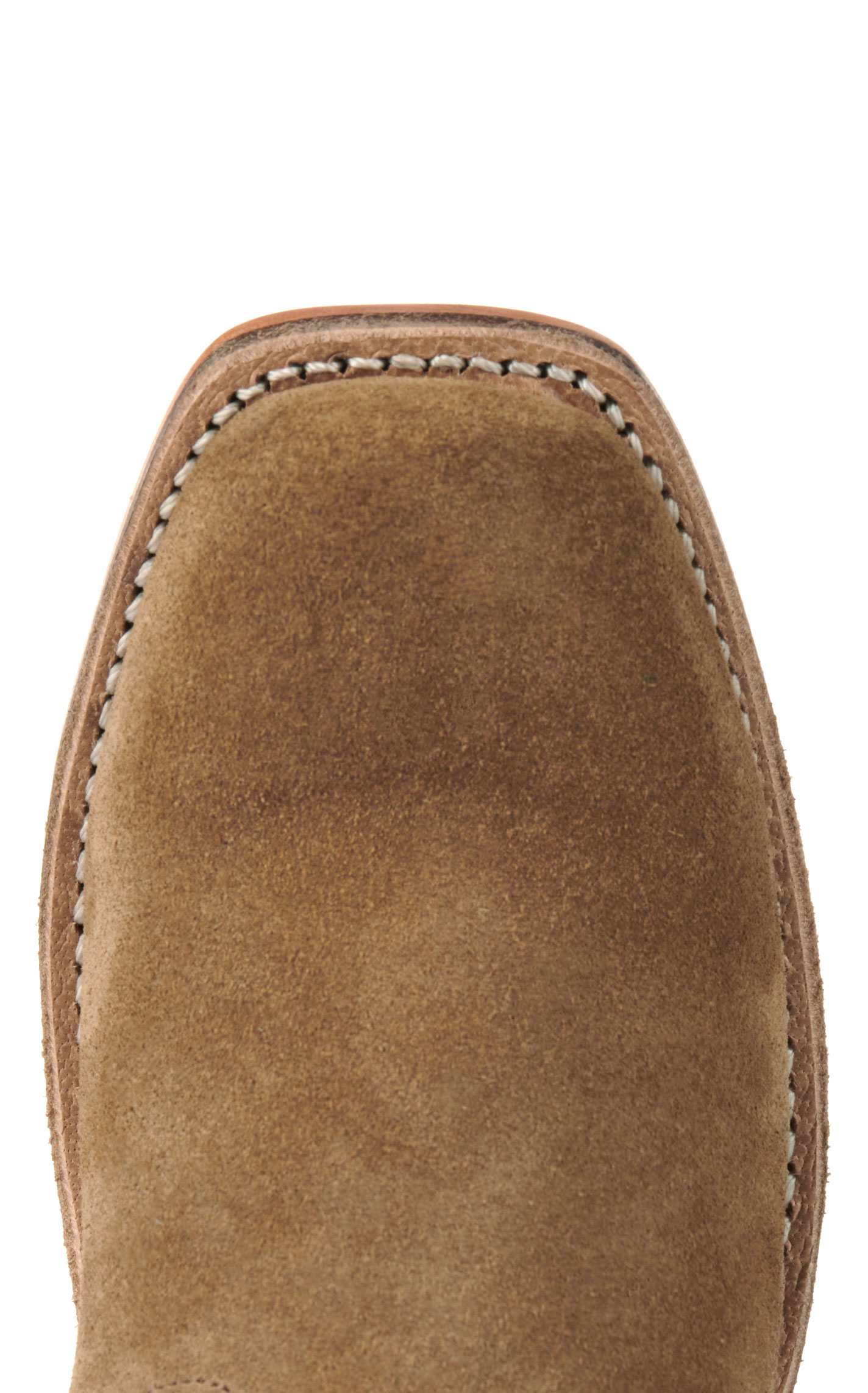 Old West Kids Camel Suede and Red Punchy Square Toe Cowboy Boots - Image 1