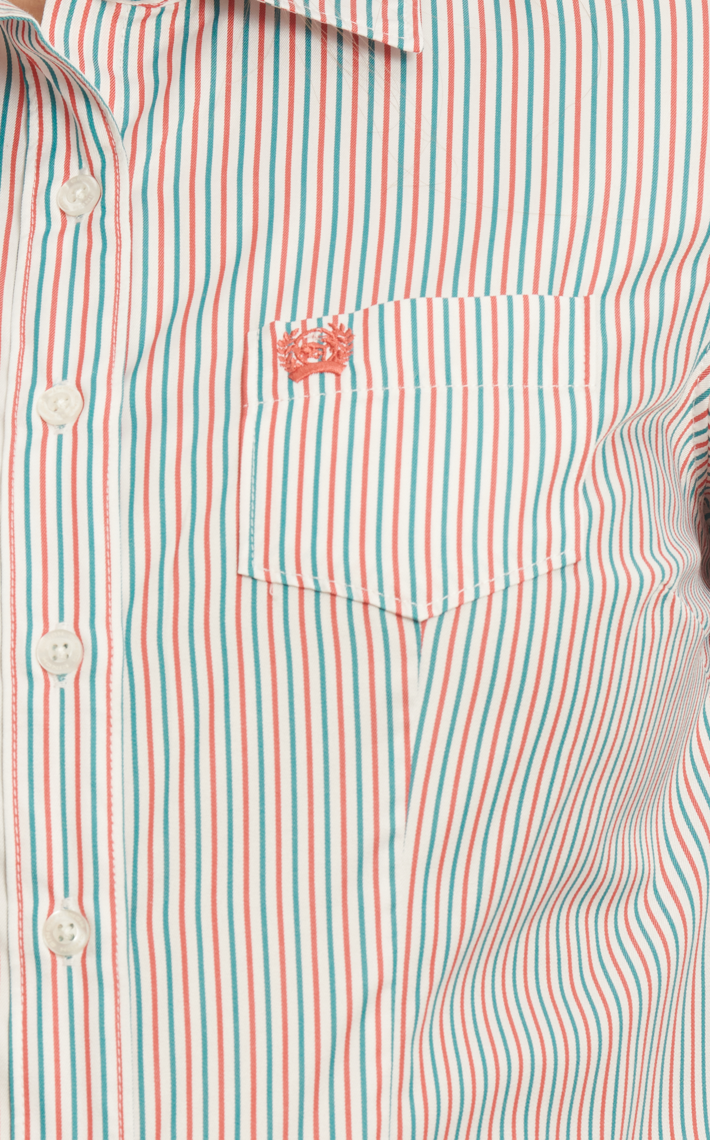 Cinch Women's Red & Forest Striped Print Western Shirt - Image 1