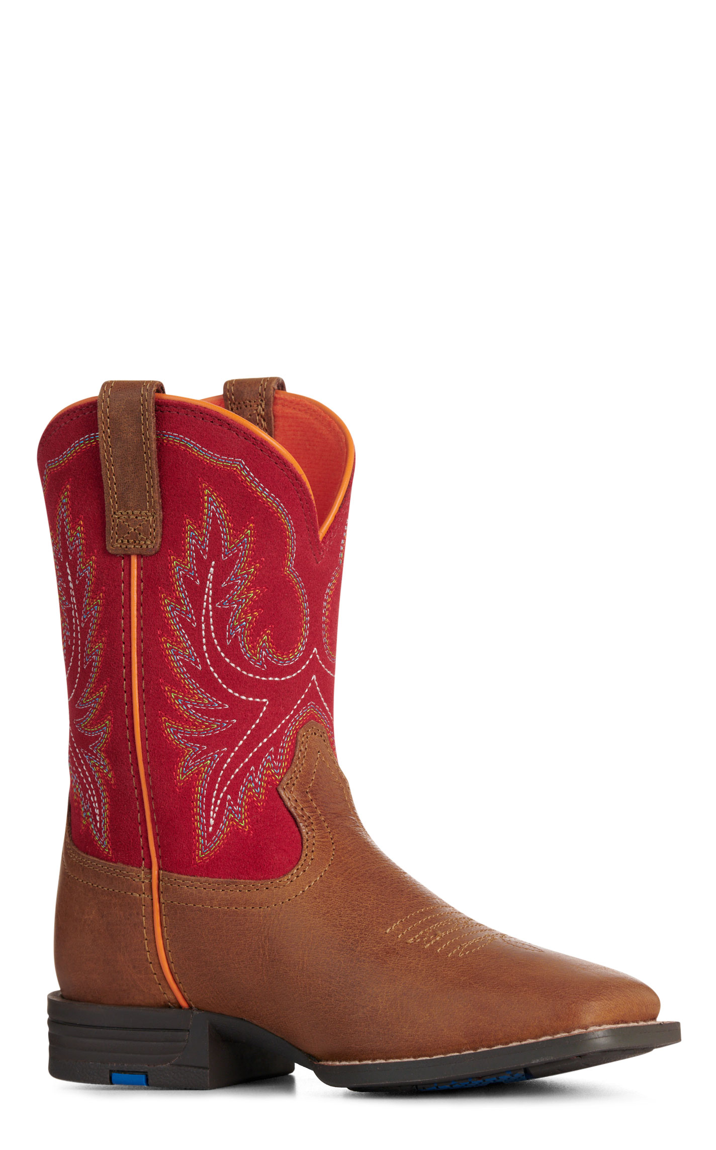 Ariat Youth Chestnut & Red Wide Square Toe Cowboy Boots - Image 1