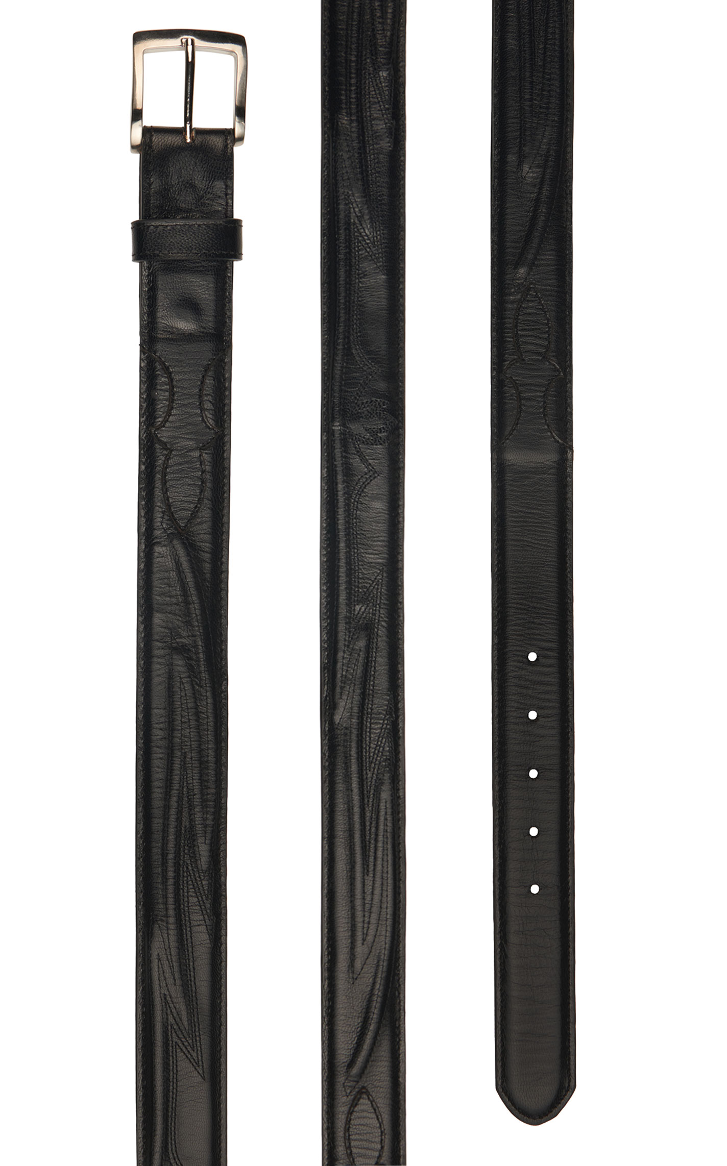 JRC & Sons Men's Black Stitched Goat Leather Western Belt - Image 1