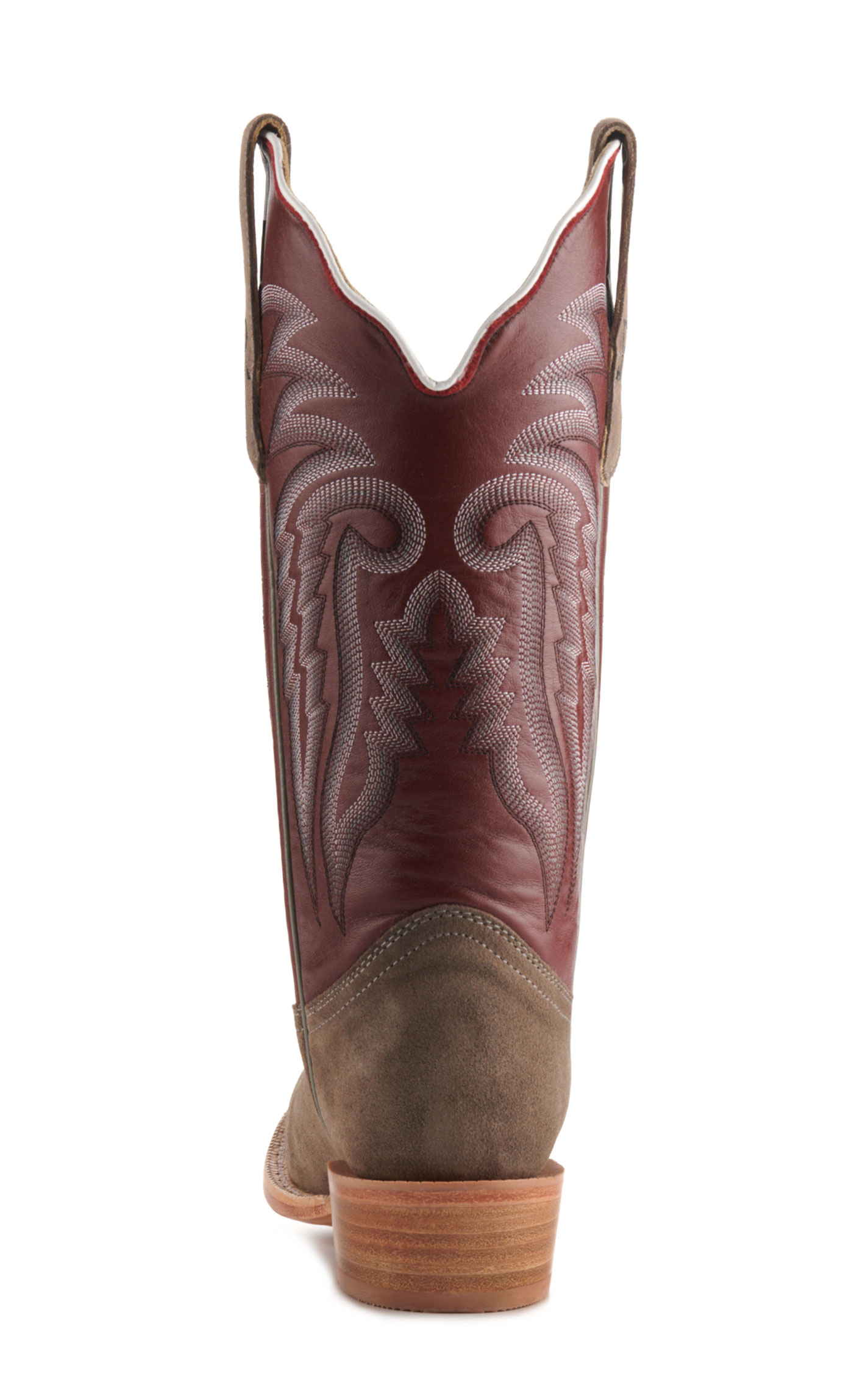 R. Watson Women's Dark Cherry and Charcoal Roughout Punchy Square Toe Cowboy Boots - Image 1