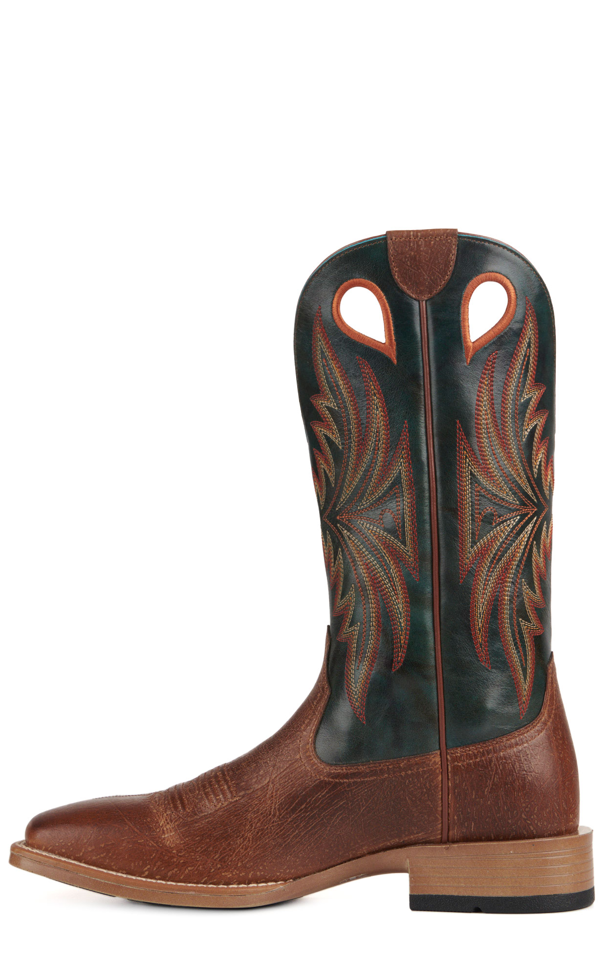 Ariat Men's Granger Ultra Brown and Dark Green Bantamweight Wide Square Toe Cowboy Boots - Image 1