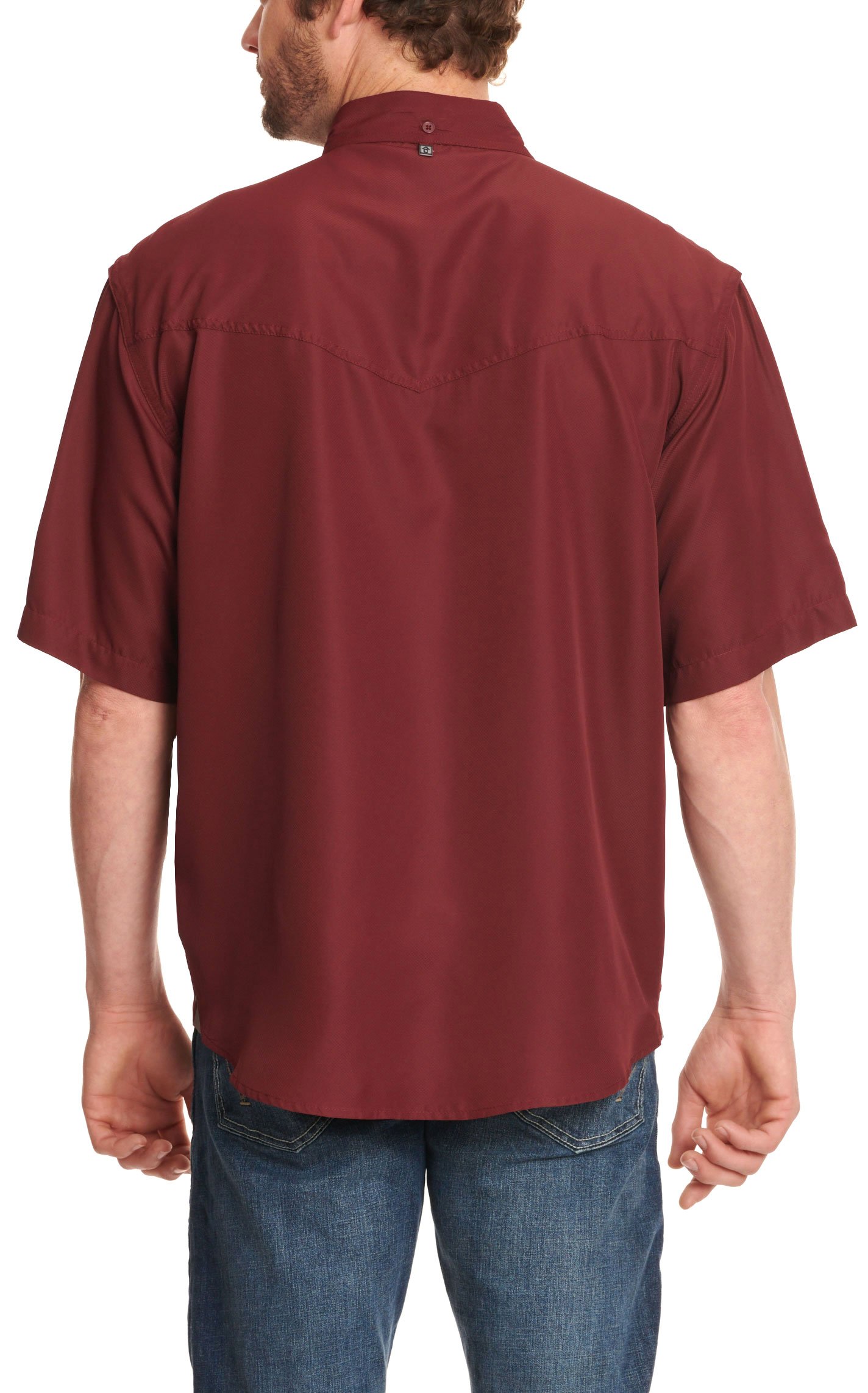 Rafter C Outdoors Men's Maroon Short Sleeve Fishing Shirt - Image 1