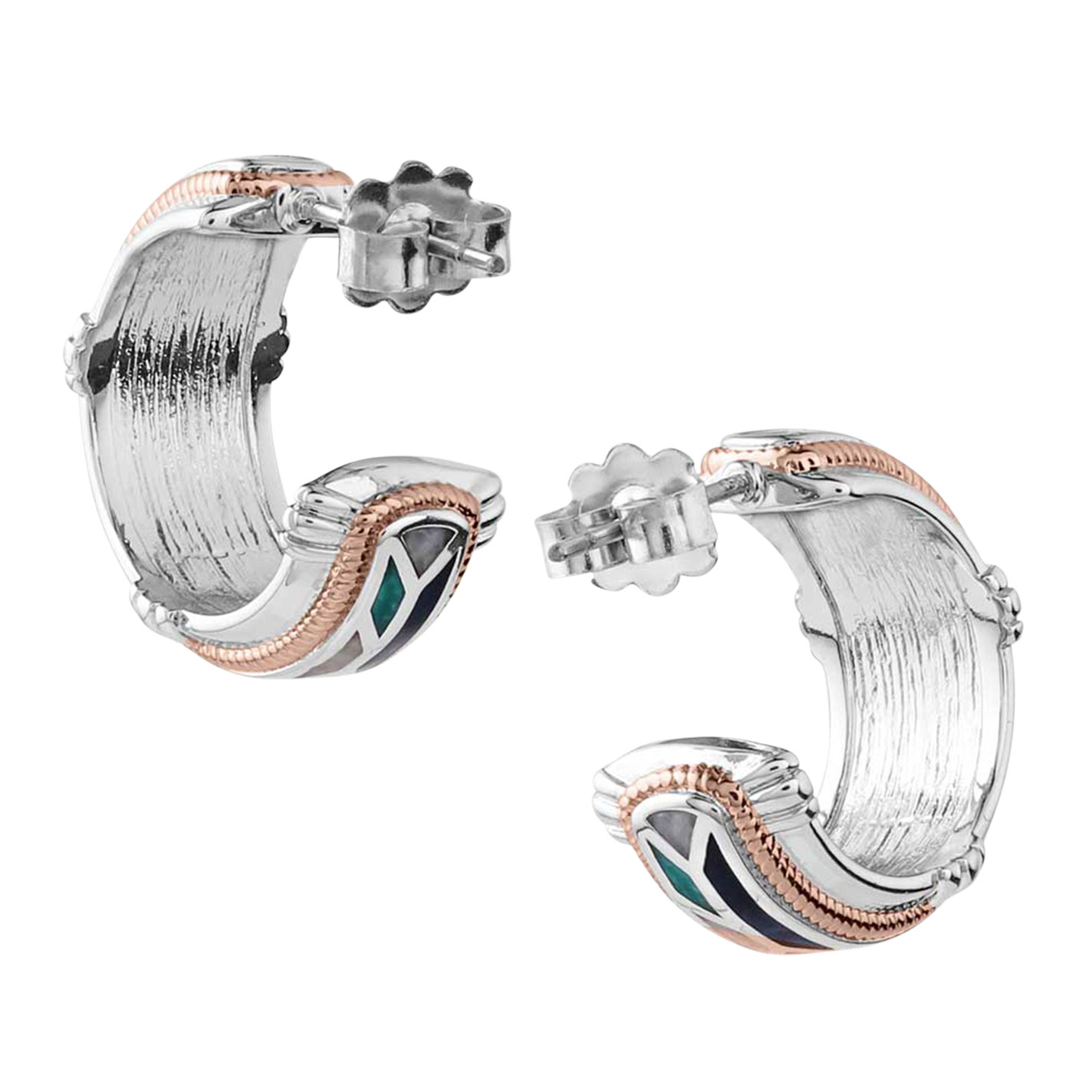Montana Silversmiths Silver Western Mosaic Hoop Earrings - Image 1