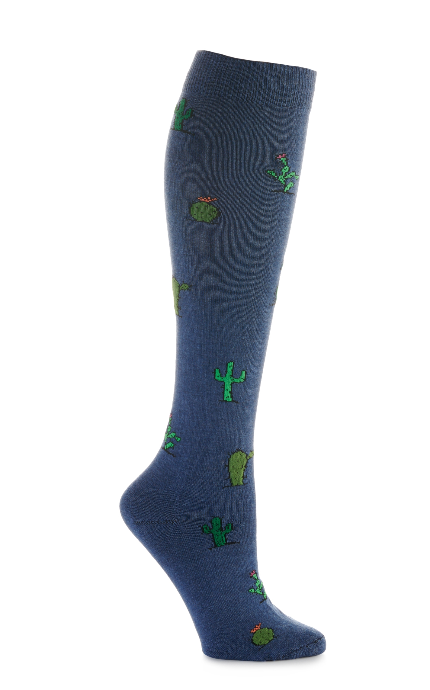 Boot Doctor Women's Navy with Cactus Print Over the Calf Boot Socks - Image 1