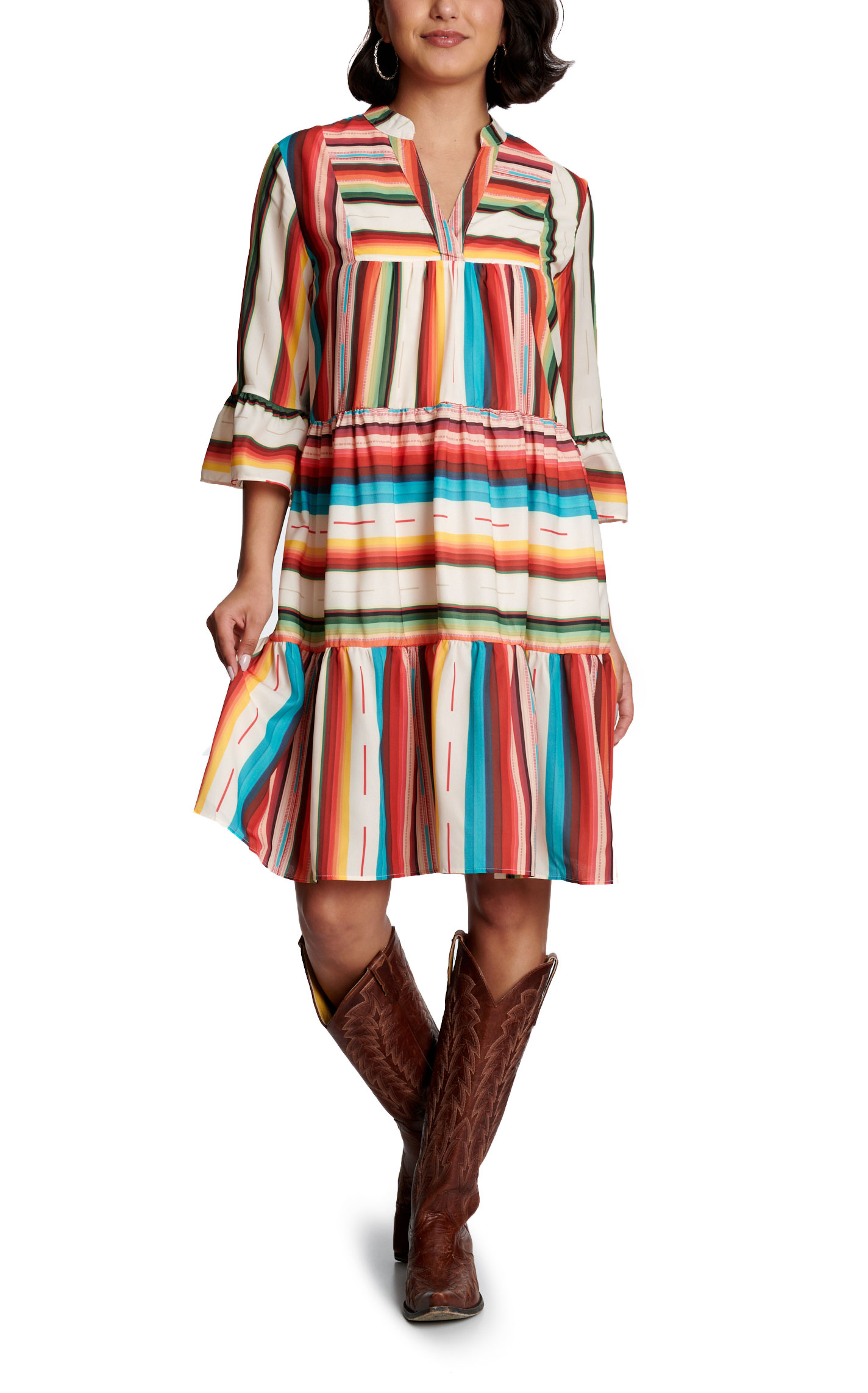 Fashion Express Women's Multicolor Serape Print Dress - Image 1