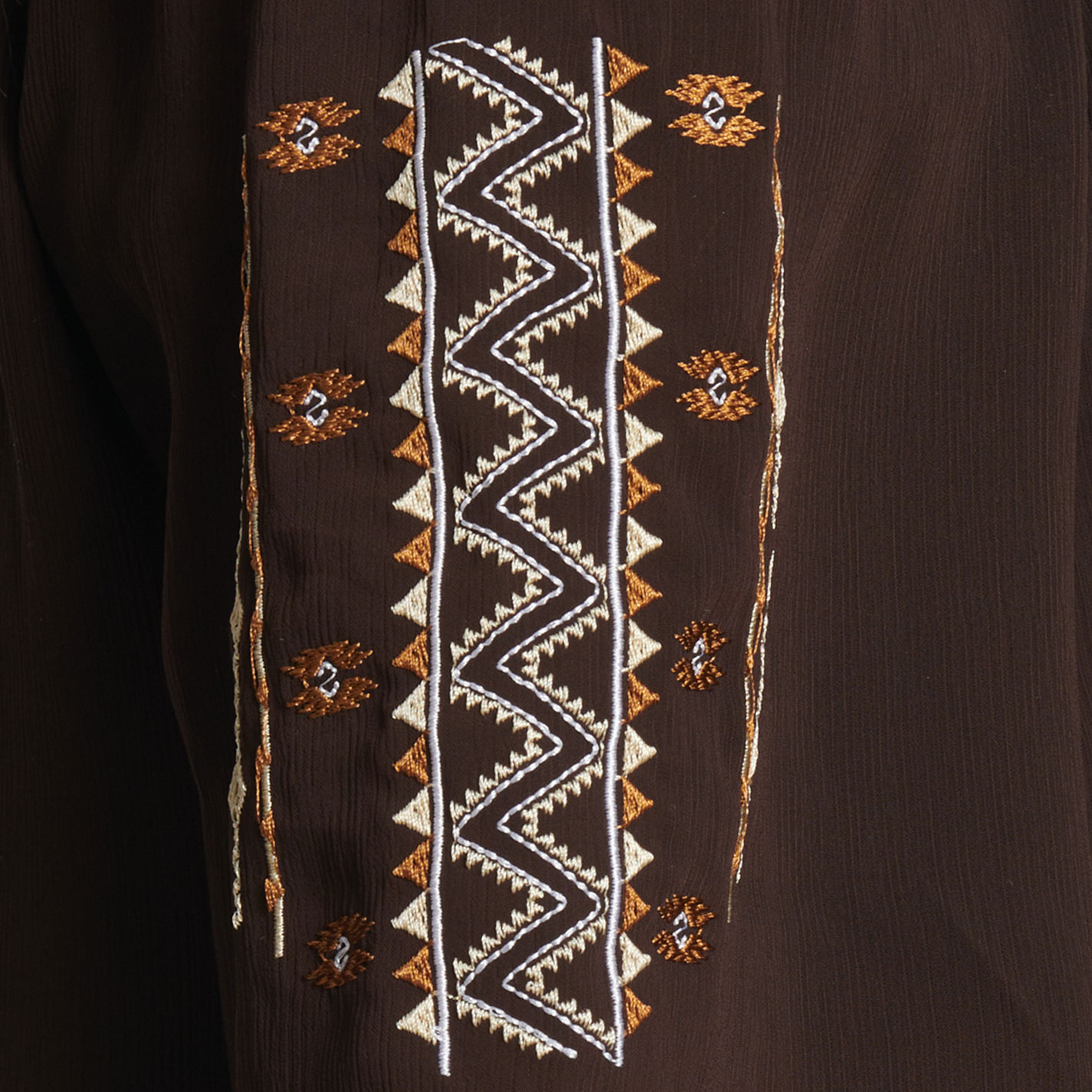 Cowgirl Hardware Women's Chocolate Aztec Embroidered Top - Image 1