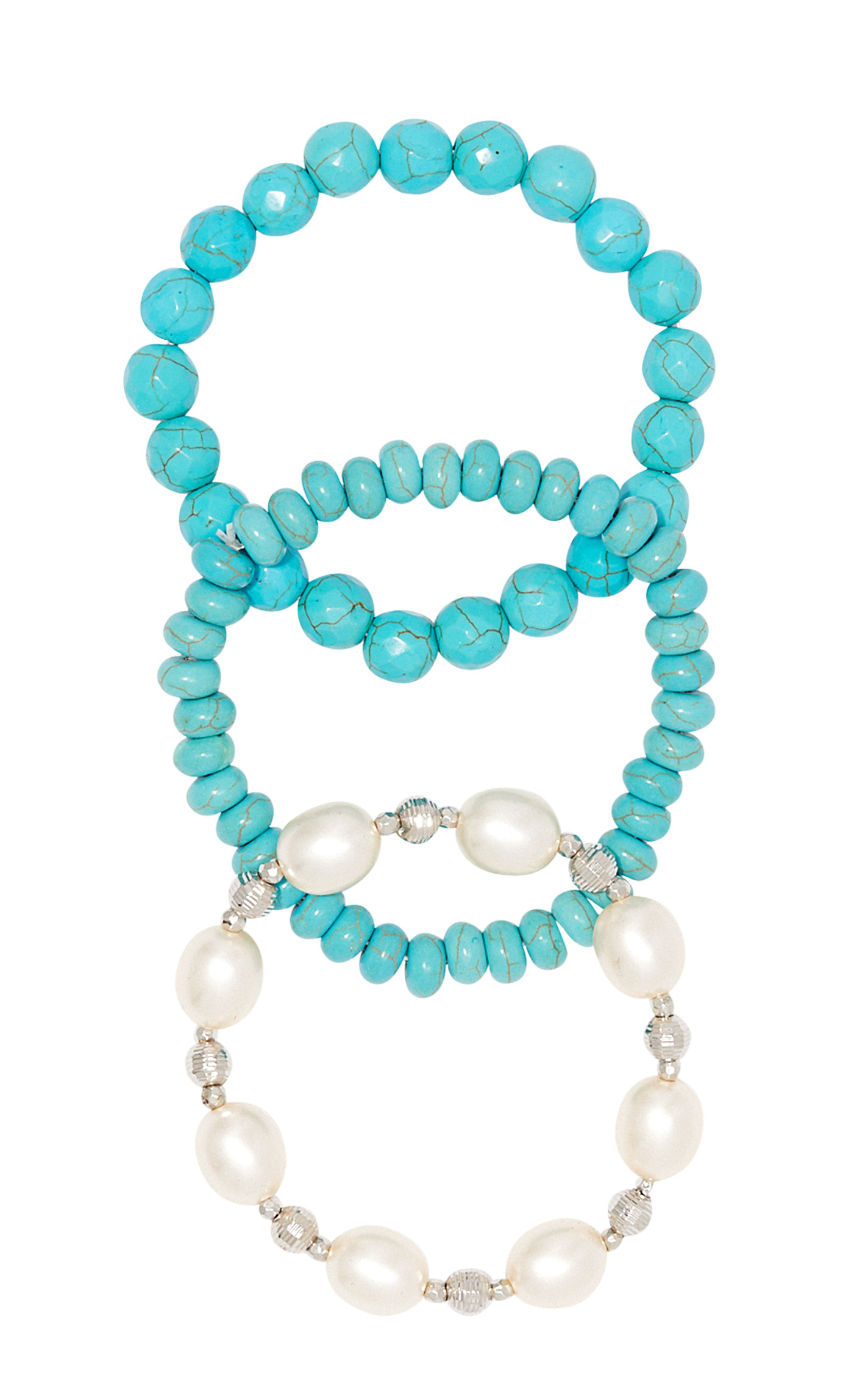 Southern Grace Turquoise & Pearl Triple Bracelet Set - Image 1